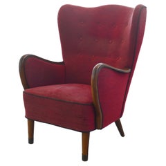 Fauteuil à dossier haut de style Alfred Christensen, Danemark, années 1950