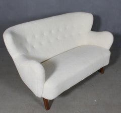 Alfred Christensen, Two Seater Sofa Lamb Wool, 1940s