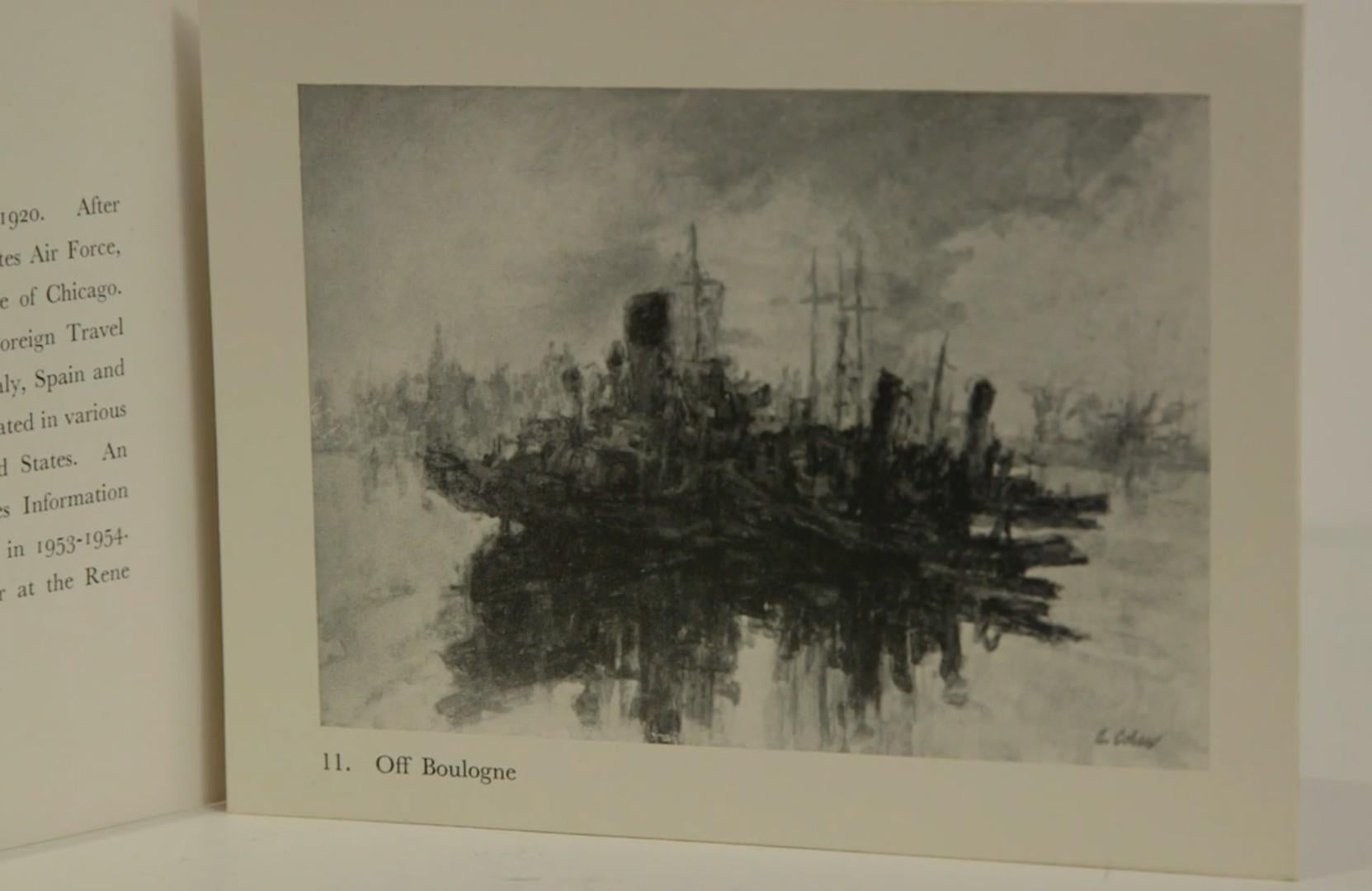 Frente a Boulogne, escena portuaria francesa, artista de Chicago, gran óleo abstracto de los años 50 en venta 3
