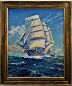 „Die Abraham Rydberg bei Full Sail“, Hochseeklipper, Original-Ölgemälde auf Leinwand