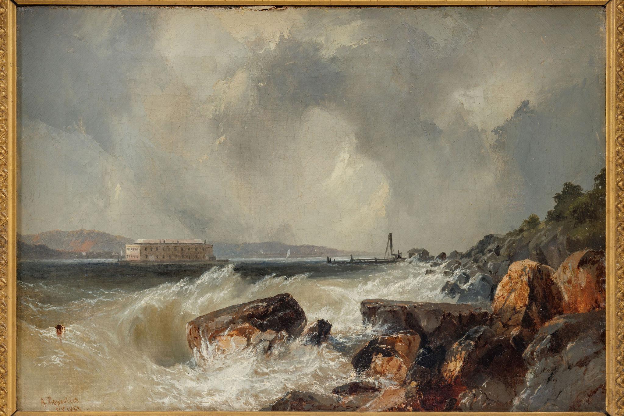 Alfred Copestick, Fort Hamilton vu des Narrows, New York, 1857 en vente 2