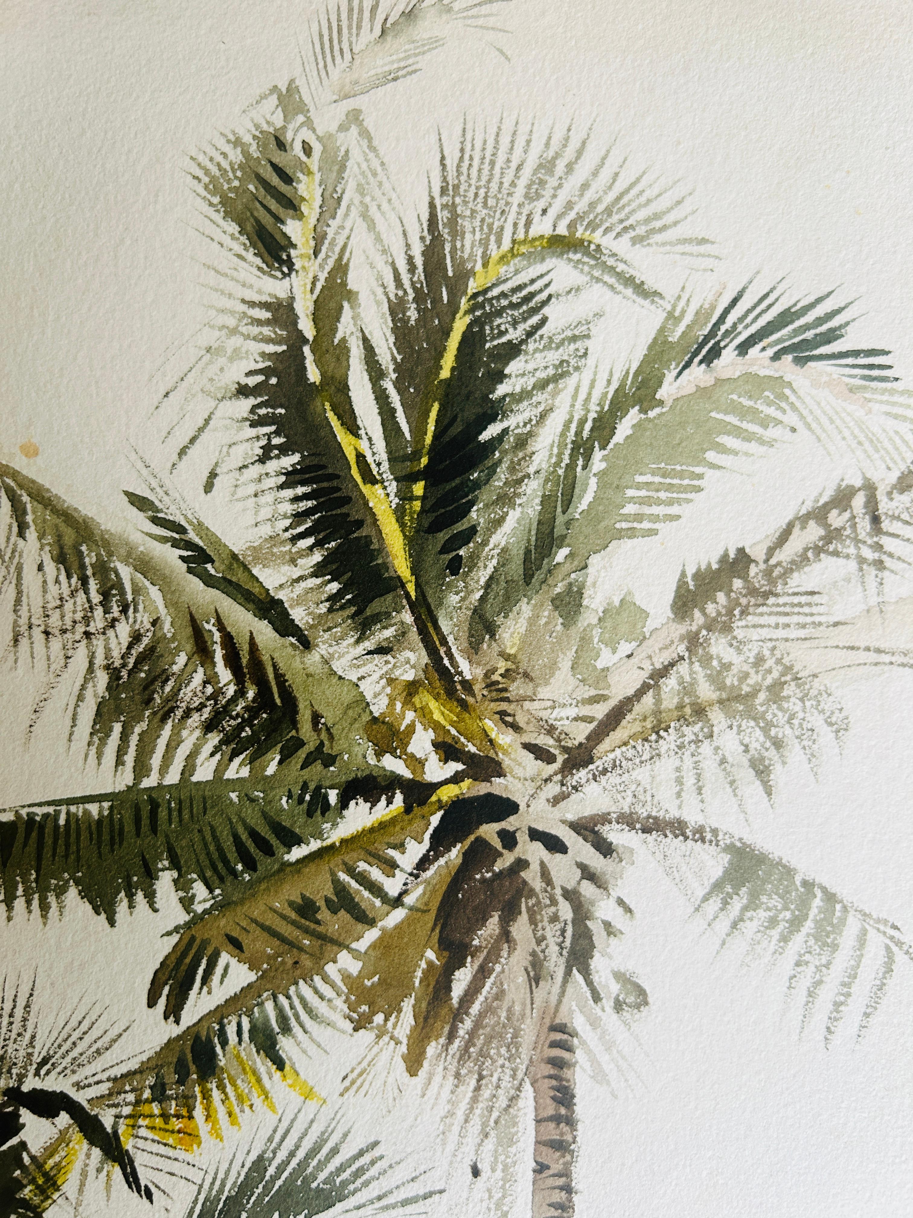 India 19th c British Landscape Listed Artist Alfred Crowdy Lovett Botanical Palm For Sale 9