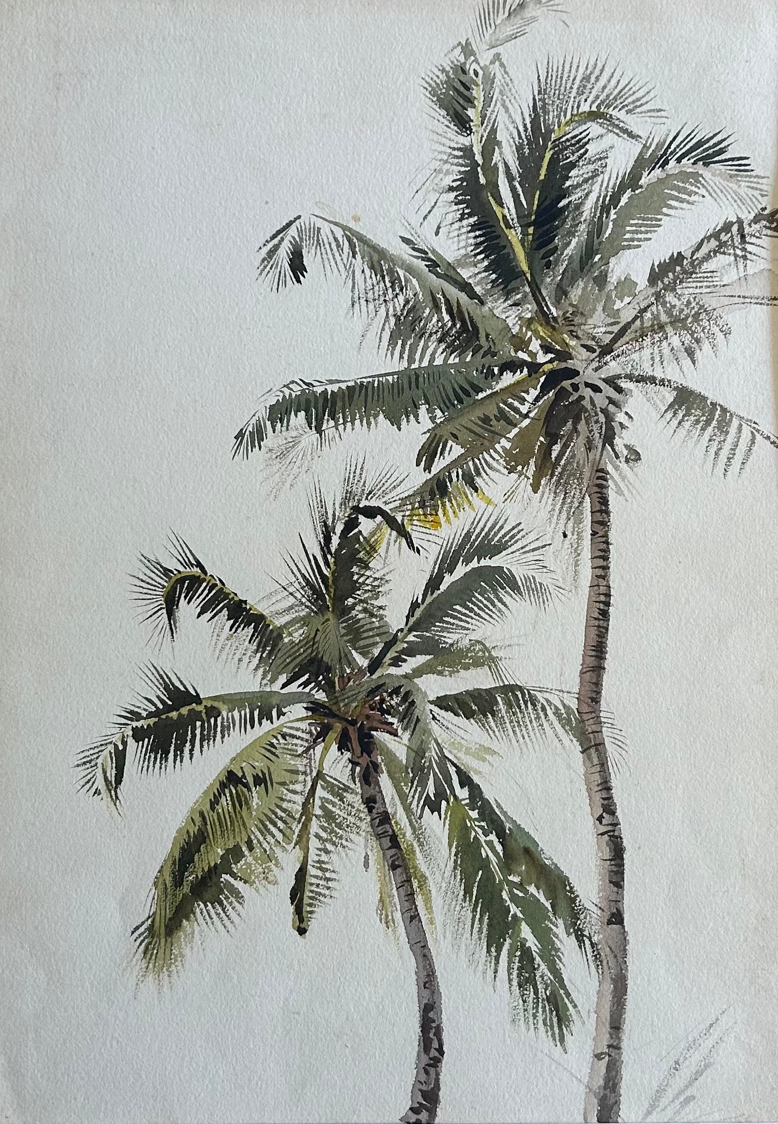 India 19th c British Landscape Listed Artist Alfred Crowdy Lovett Botanical Palm For Sale 1