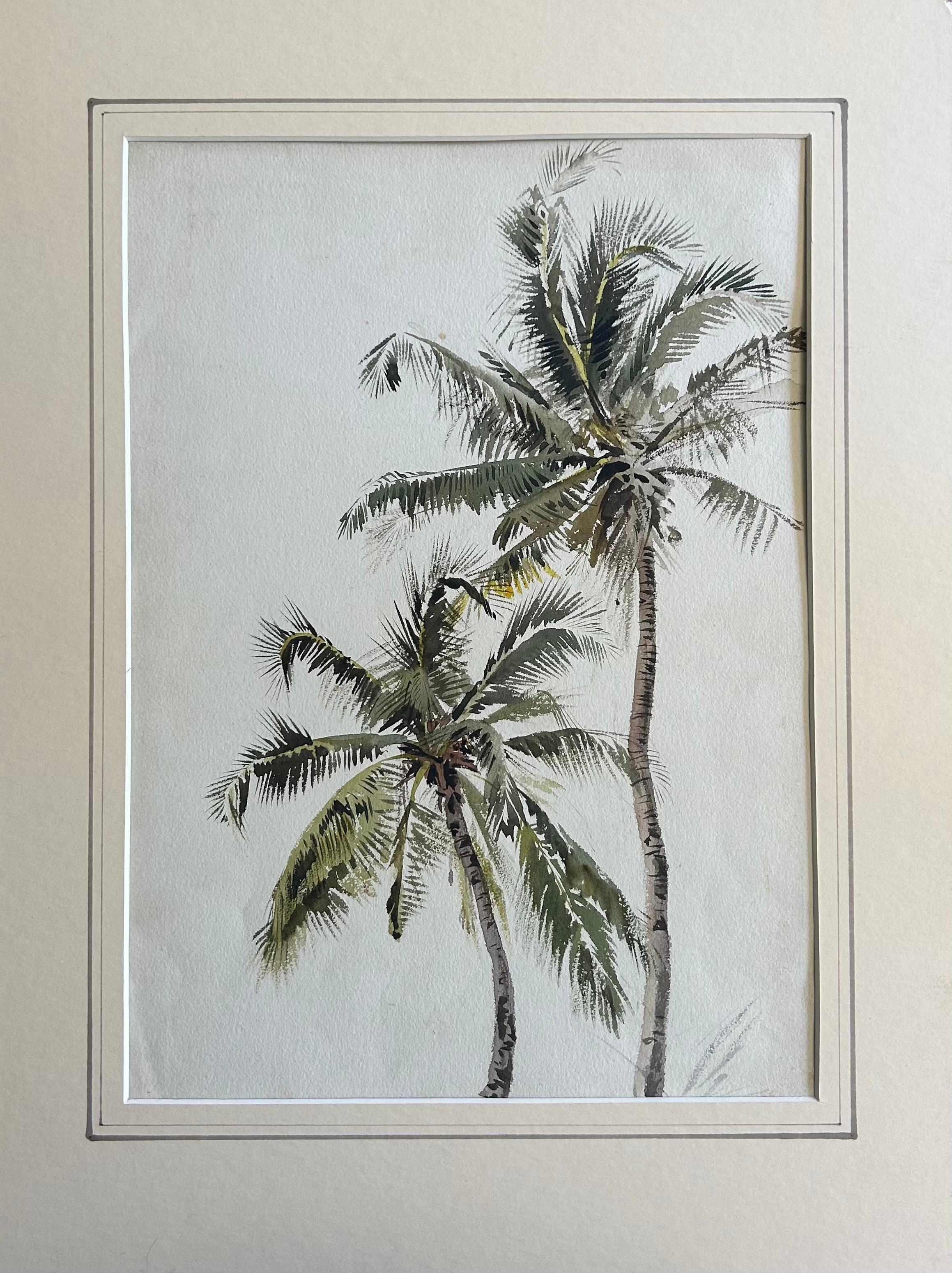 India 19th c British Landscape Listed Artist Alfred Crowdy Lovett Botanical Palm For Sale 2