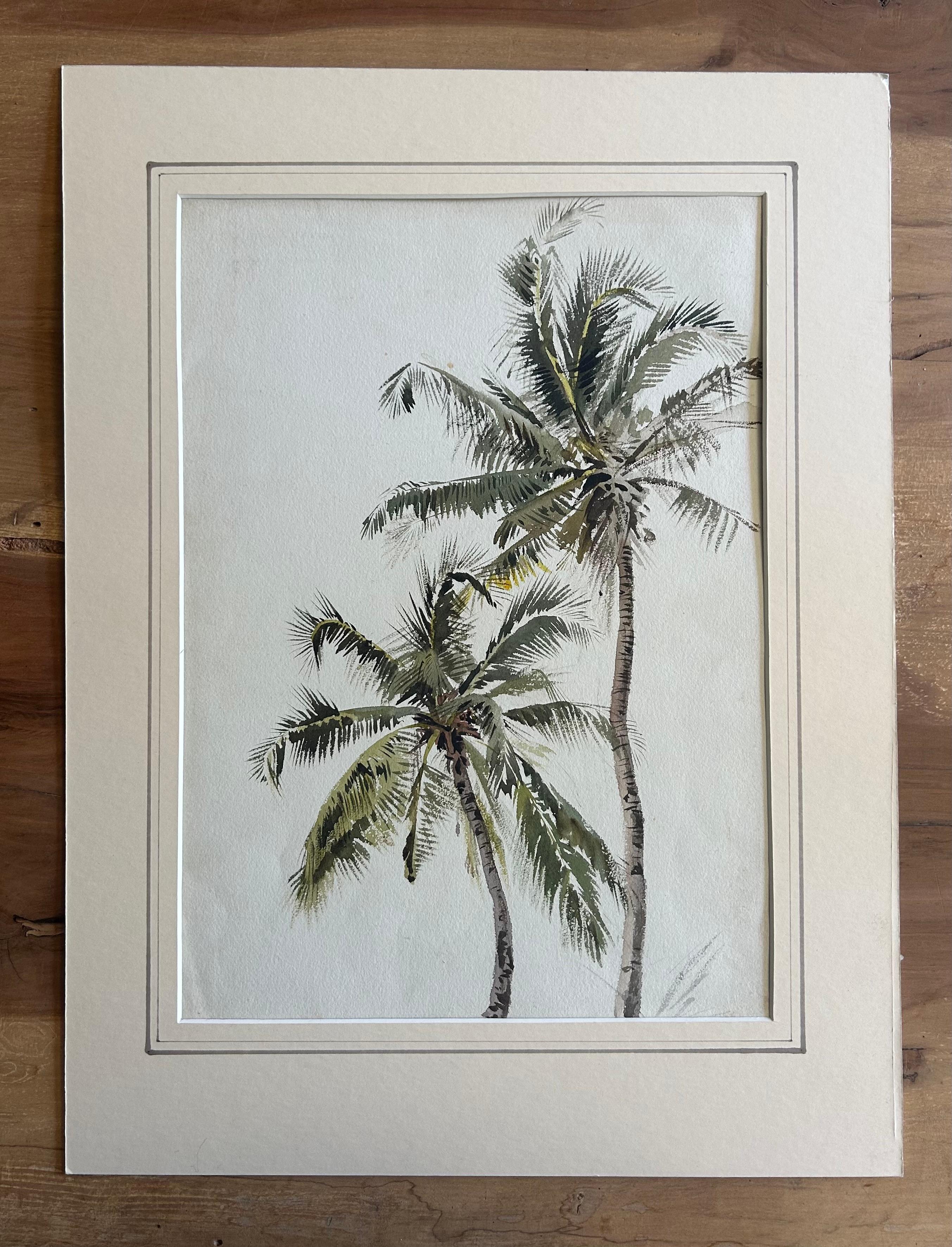 India 19th c British Landscape Listed Artist Alfred Crowdy Lovett Botanical Palm For Sale 3