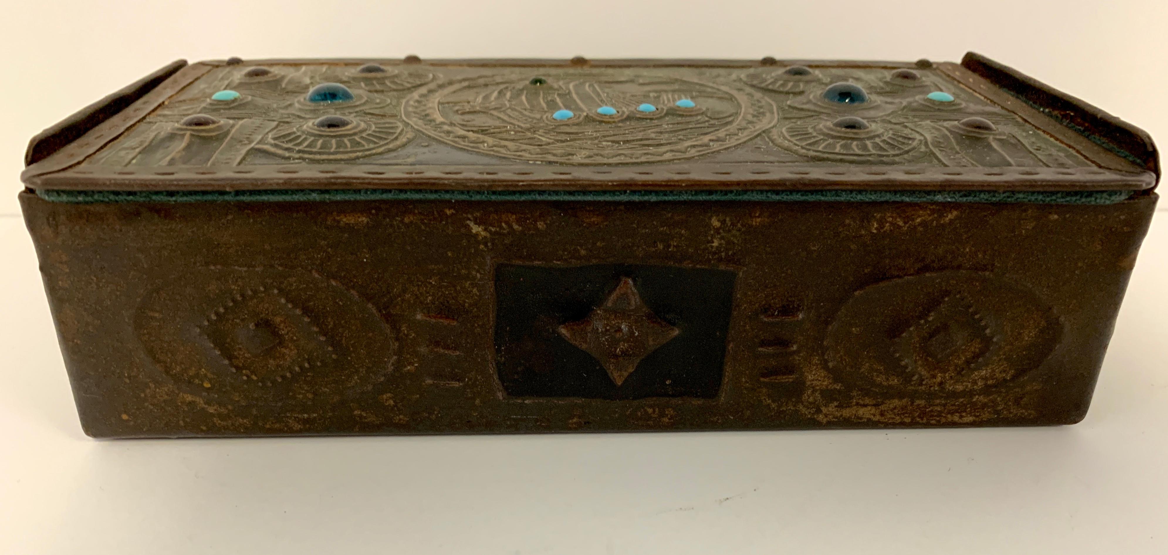 Copper Alfred Daguet Jeweled Box For Sale