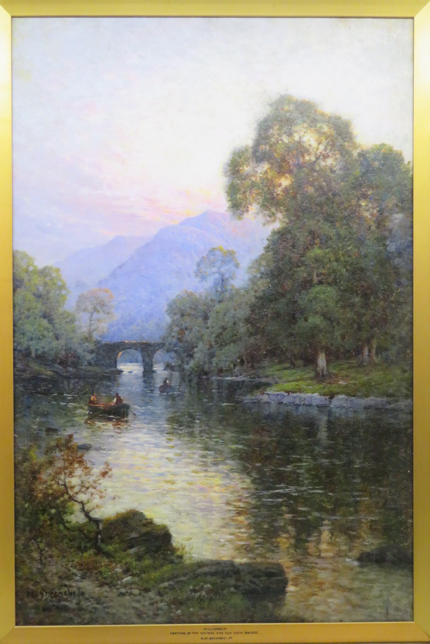Alfred De Breanski (1877-1957) FINE ANTIQUE Irish Oil Painting SUNSET KILLARNEY 5
