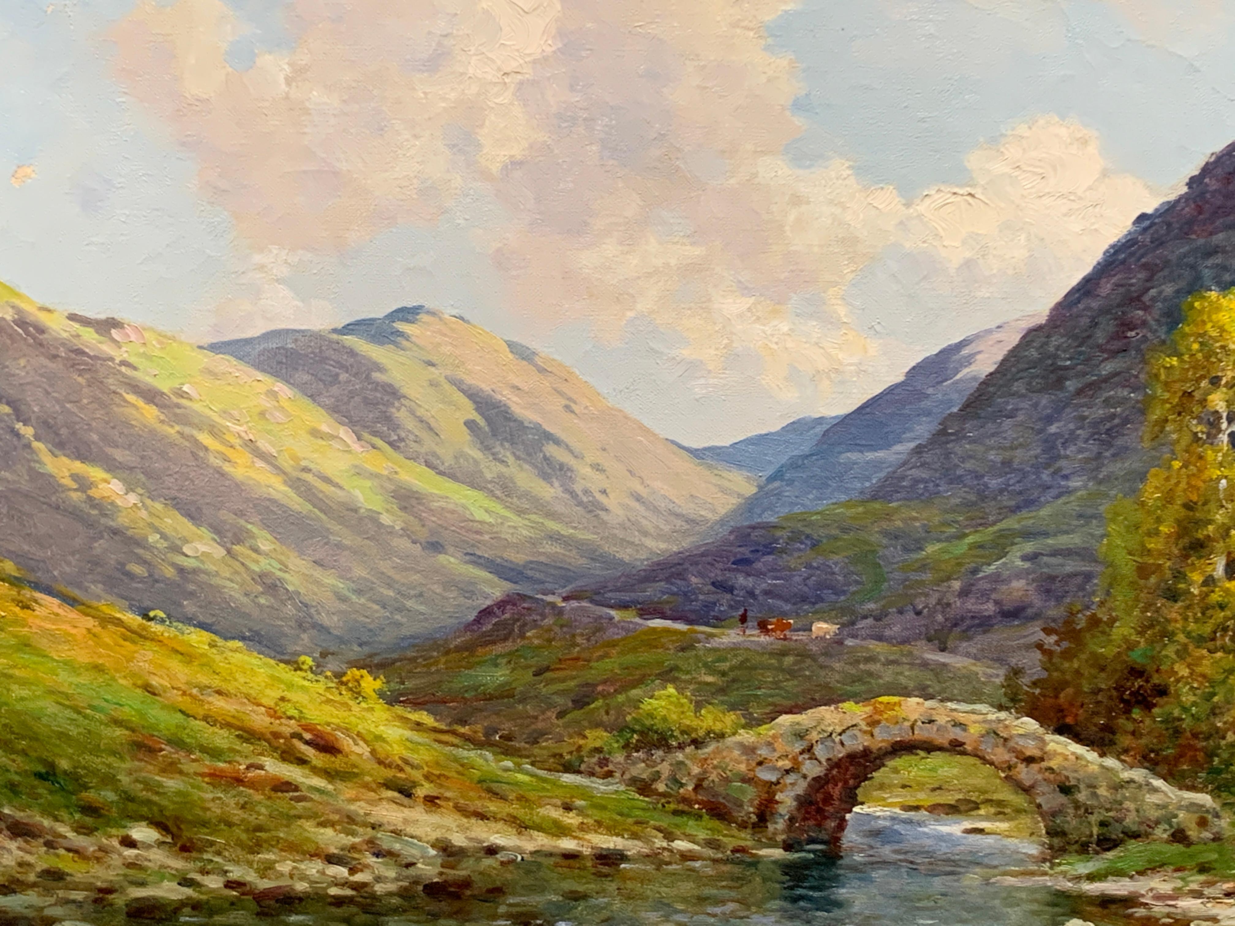 Alfred de Breanski fue un pintor inglés conocido sobre todo por sus elevados paisajes de las campiñas irlandesa y galesa. Sus vistas panorámicas de Gales se reconocen al instante por su maestría con la luz y la textura. Sus paisajes realistas,