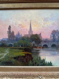 English River landscape, with Church and River at Sunset, Abingdon on the Thames