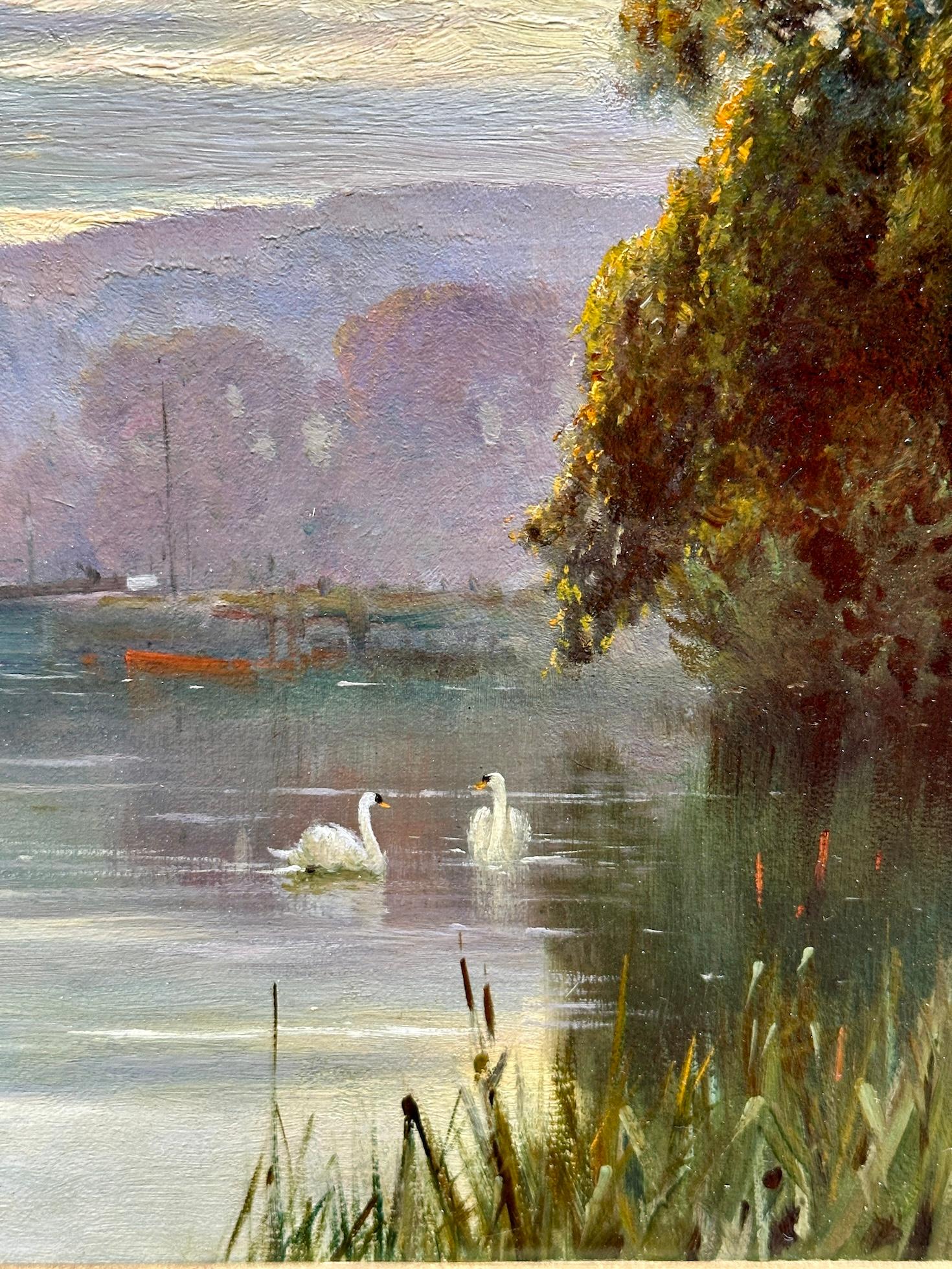 English River landscape, with Church and River at Sunset, Abingdon on the Thames. England

Wonderful scene of Abingdon on the Thames by one of Englands best known landscape painters. Son of Alfred De Breanski Senior Fontville was a very highly