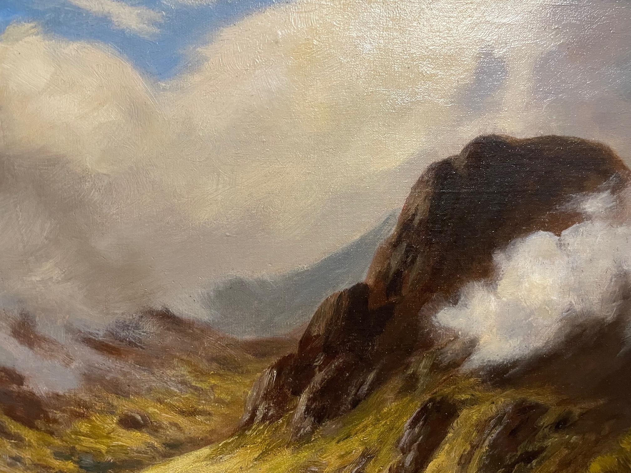 Les Trossachs, Écosse - Marron Landscape Painting par Alfred de Breanski Jnr.