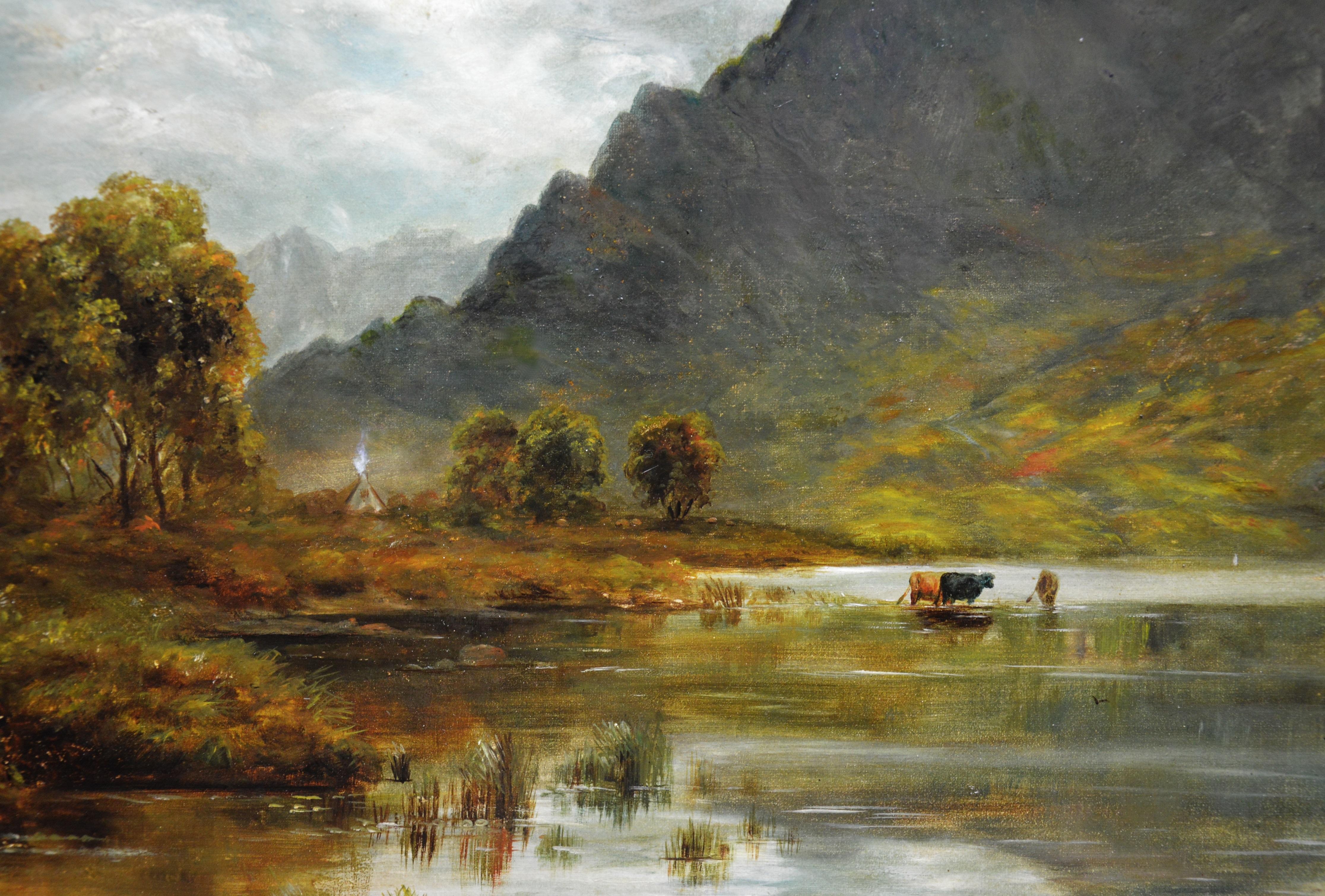 Twilight, Loch Ness - 19th Century Oil Painting Nocturne of Scottish Highlands 2