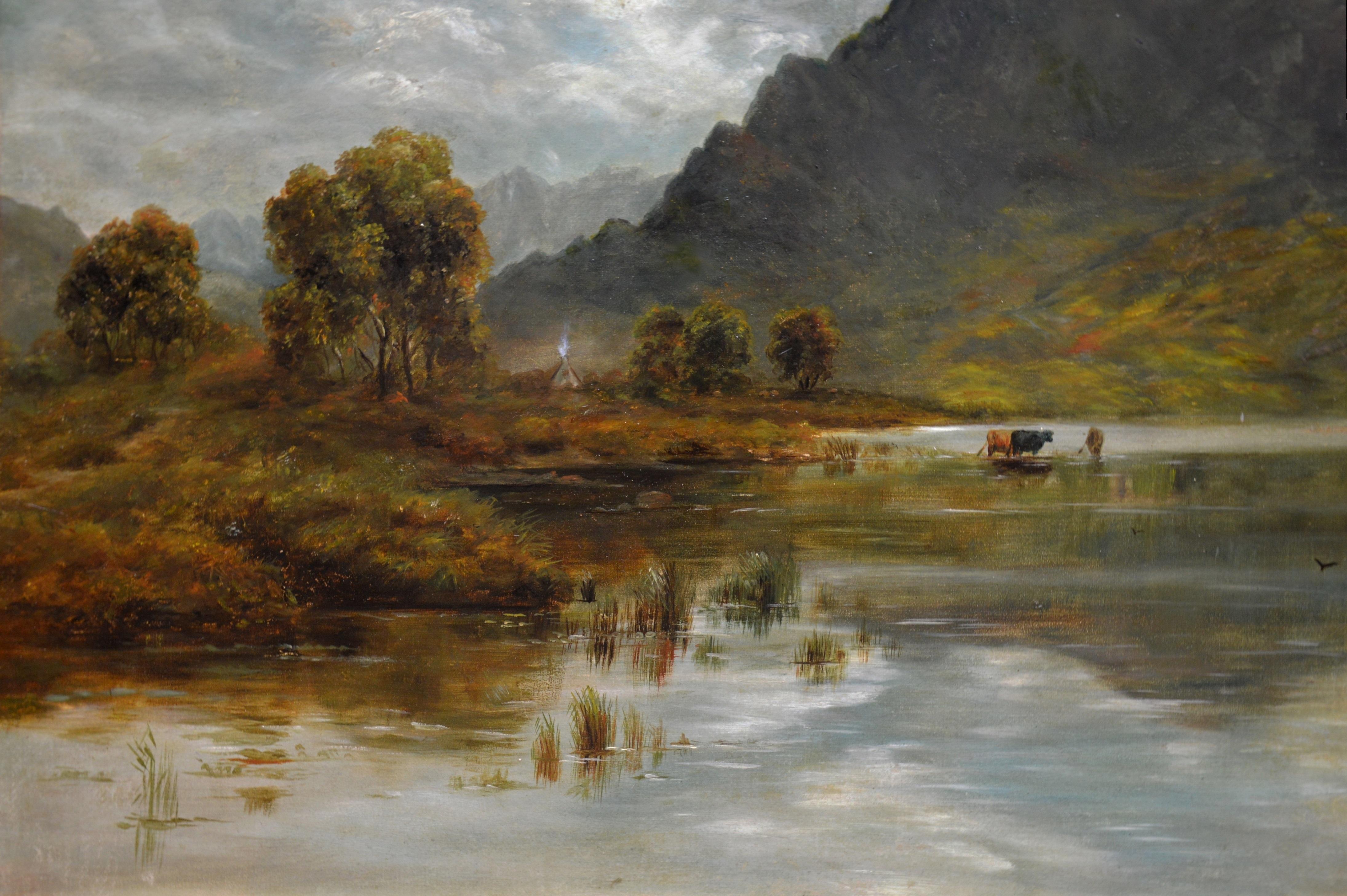 Twilight, Loch Ness - 19th Century Oil Painting Nocturne of Scottish Highlands 2