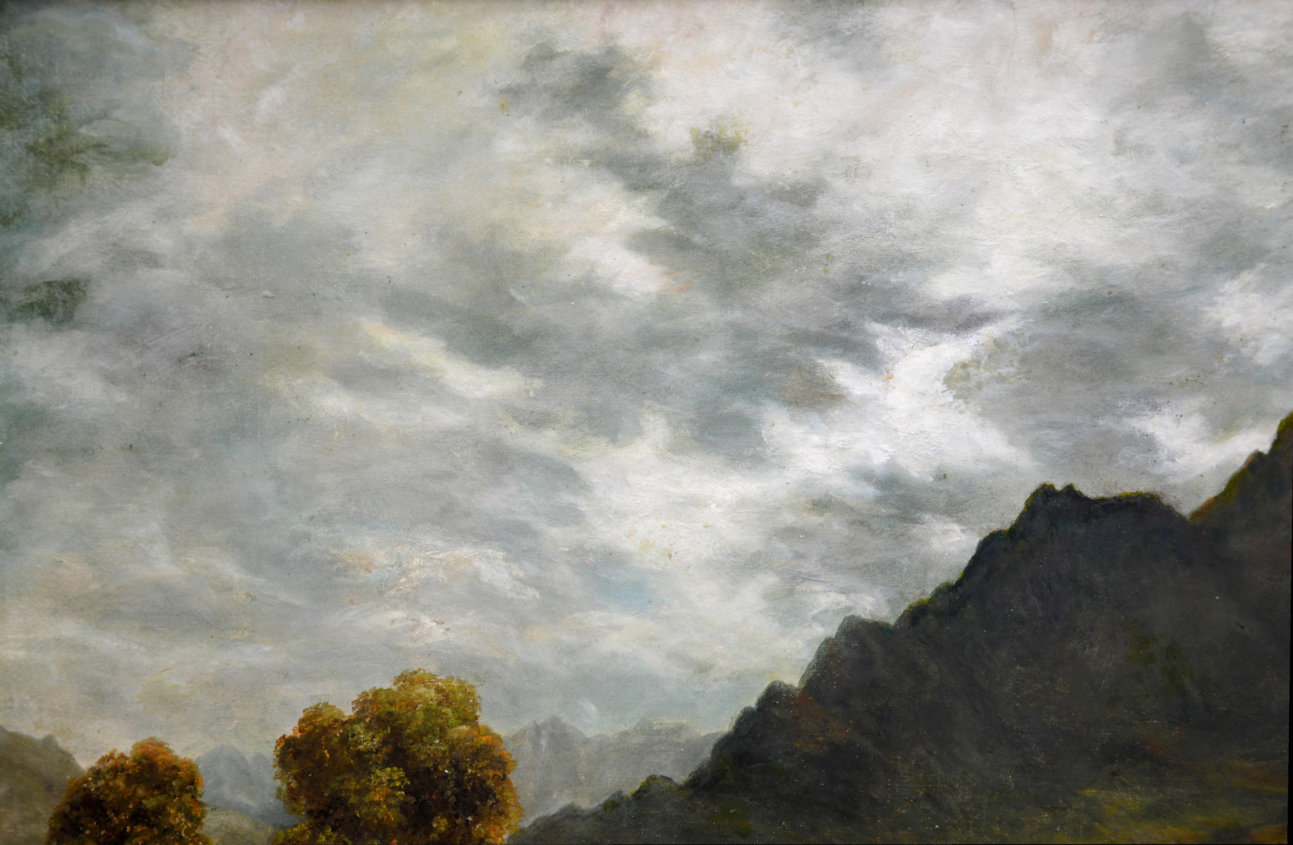 Twilight, Loch Ness - 19th Century Oil Painting Nocturne of Scottish Highlands 3