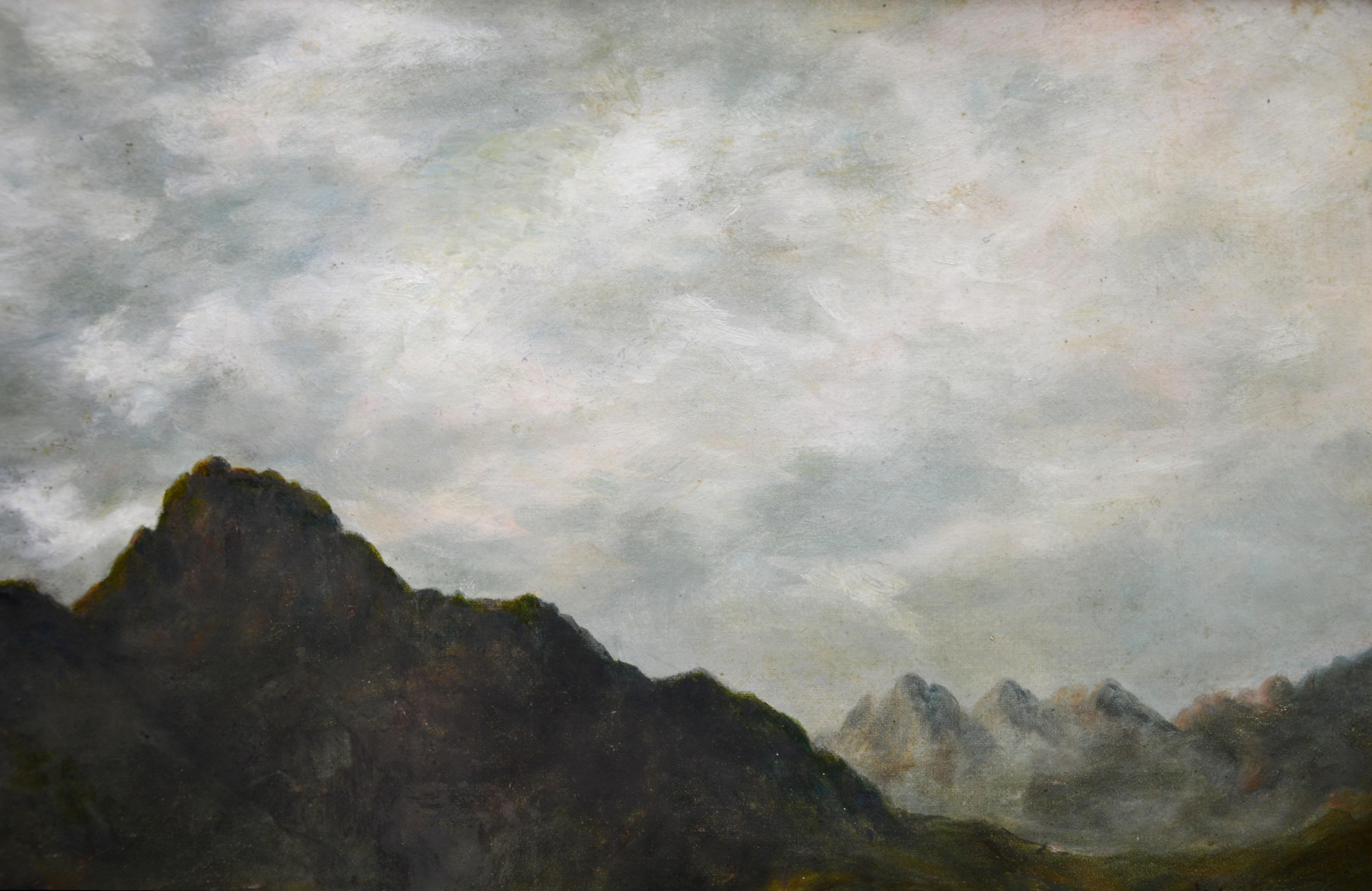 Twilight, Loch Ness - 19th Century Oil Painting Nocturne of Scottish Highlands 4