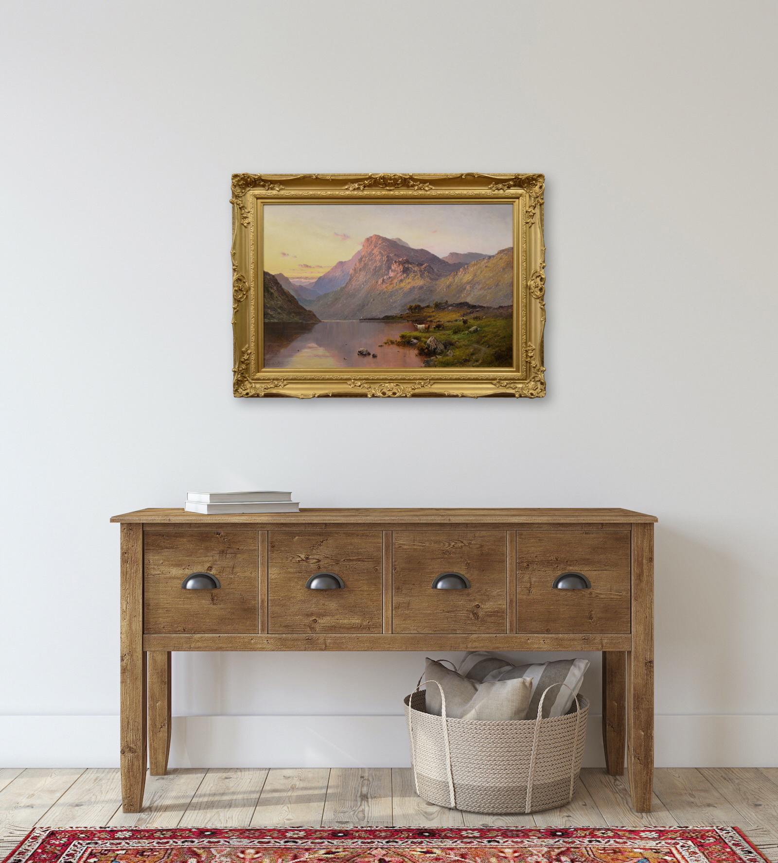 Peinture à l'huile des Highlands écossais du 19e siècle représentant le Loch Lubnaig en vente 6