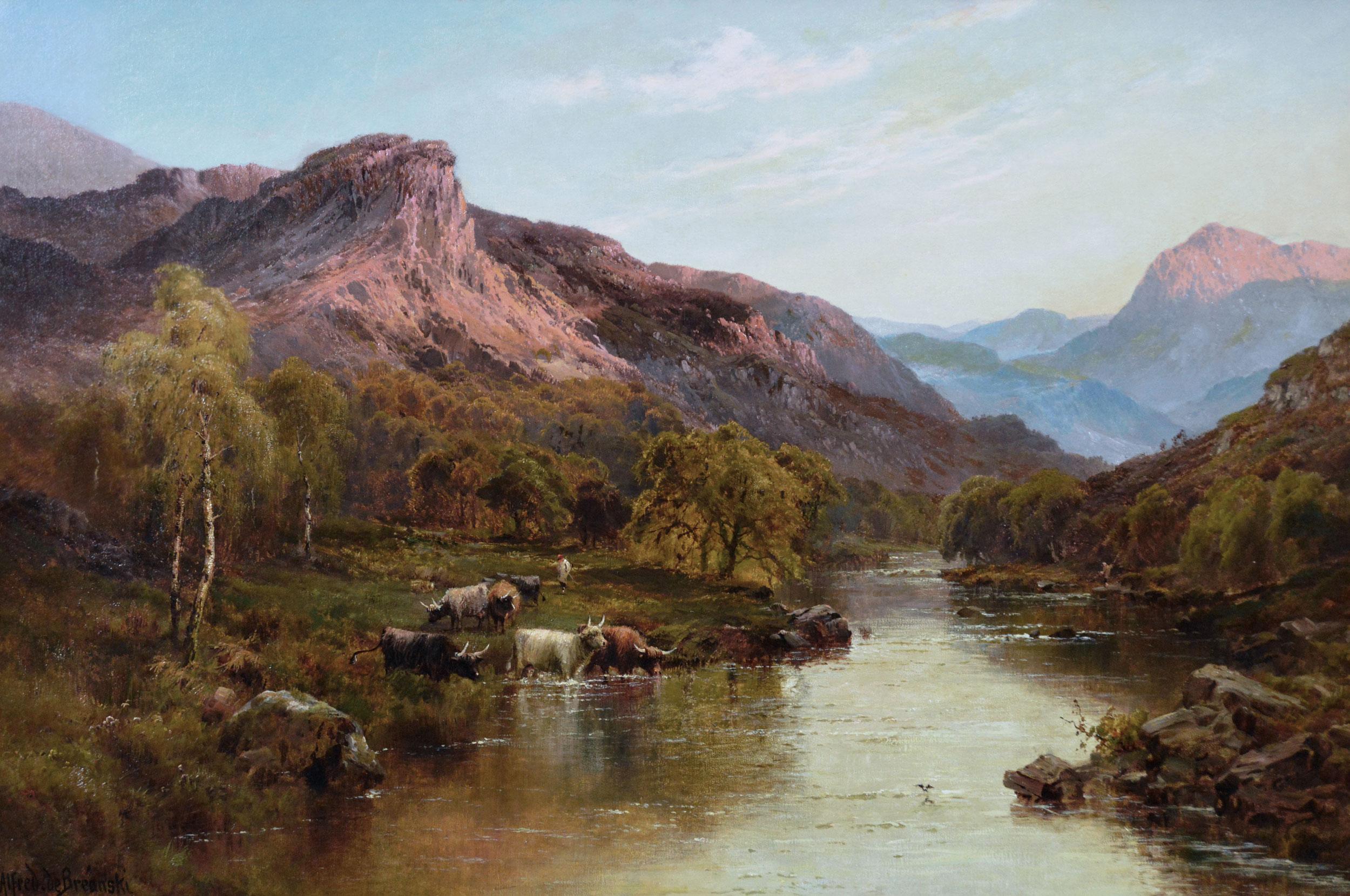 19th Century Welsh river landscape oil painting near Betws-y-Coed  - Painting by Alfred de Breanski Sr.