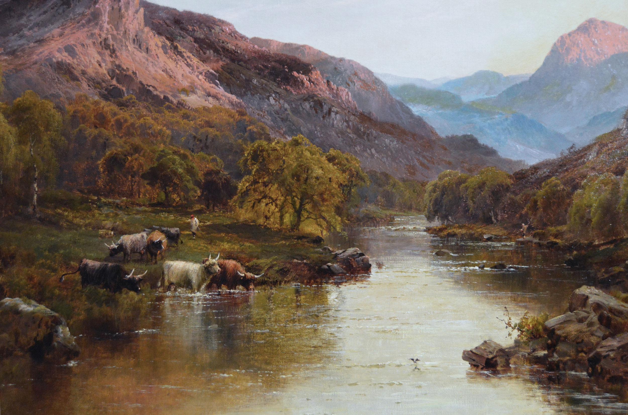 Pintura al óleo de un paisaje fluvial galés del siglo XIX cerca de Betws-y-Coed - Painting Victoriano de Alfred de Breanski Sr.