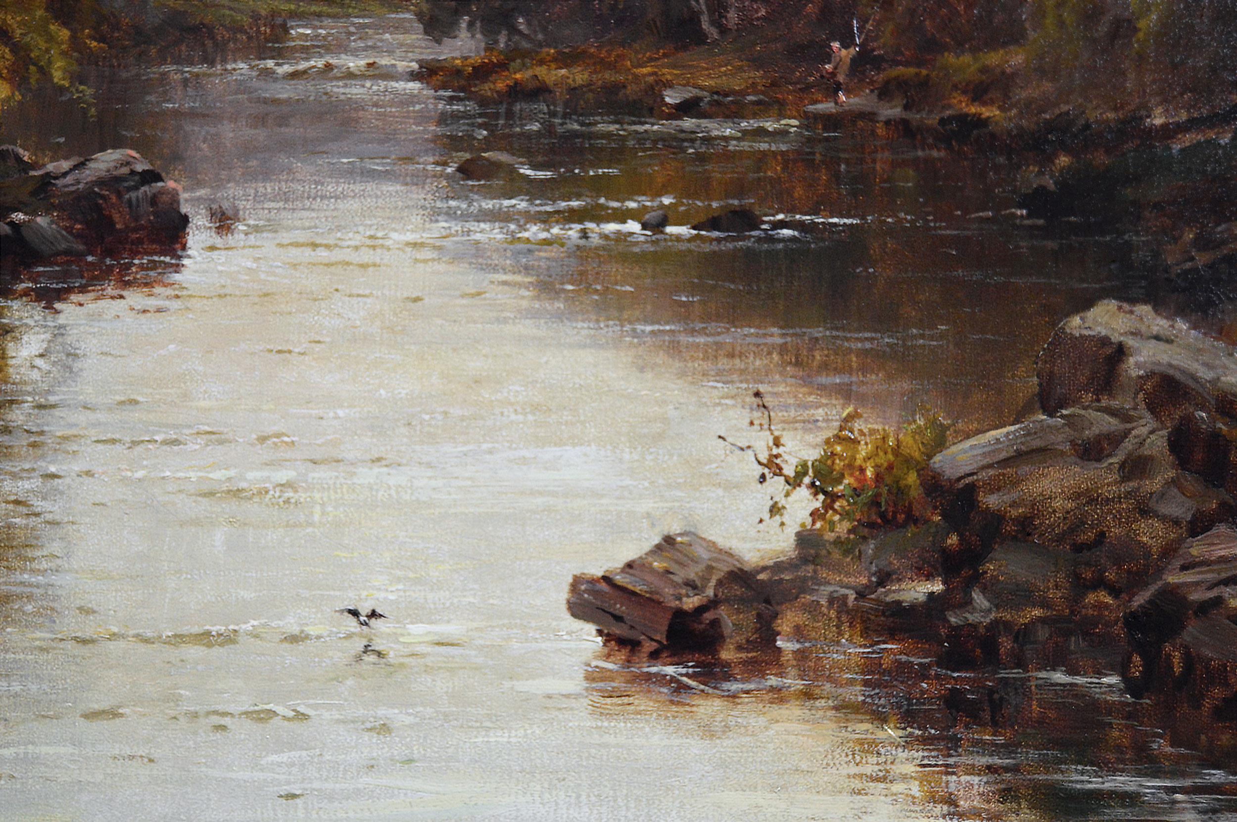 Alfred de Breanski Snr
Británica, (1852-1928)
Cerca de la cañada de las Hadas Betws-y-Coed
Óleo sobre lienzo, firmado y transcrito al dorso
Tamaño de la imagen: 23,5 pulgadas x 35,5 pulgadas
Tamaño con marco incluido: 31 pulgadas x 43