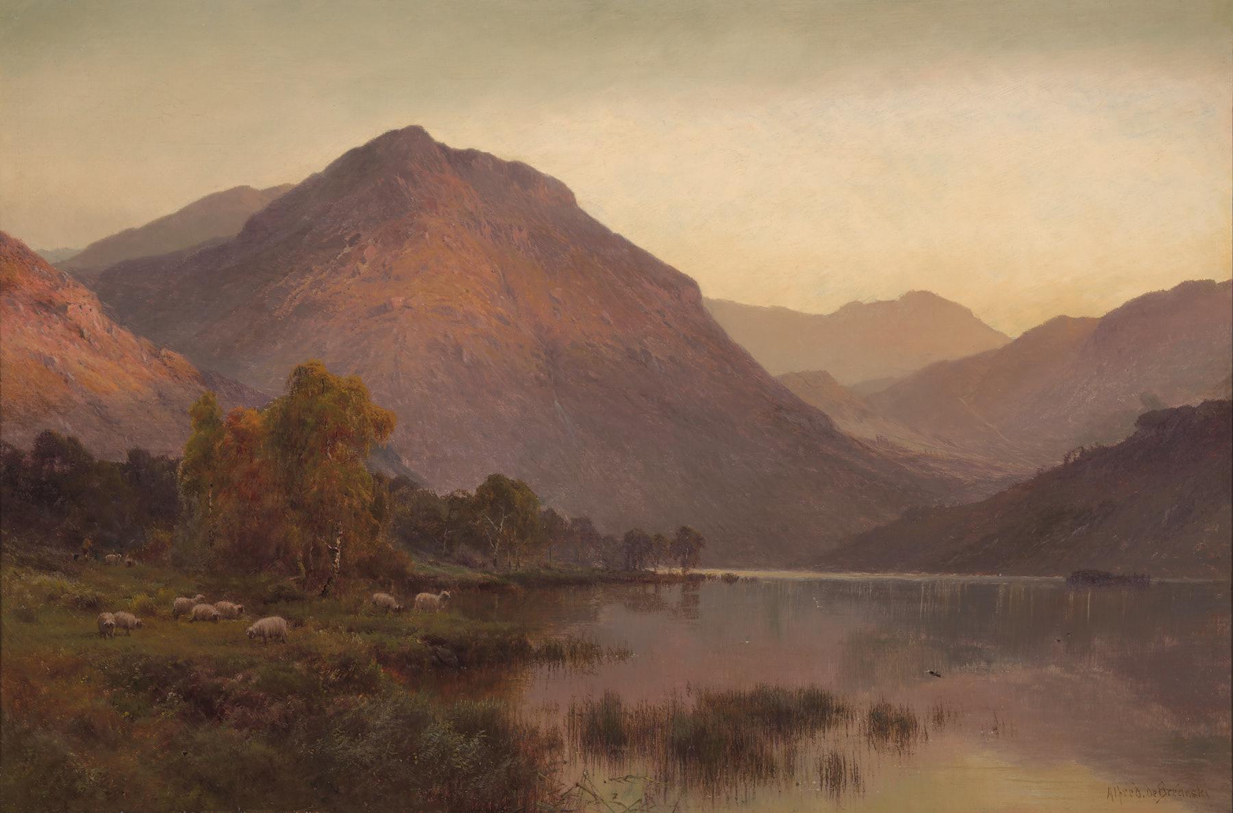 Alfred de Breanski Sr. Landscape Painting - A Still Evening Inversnaid  - Scottich landscape by Alfred De Breanski Snr