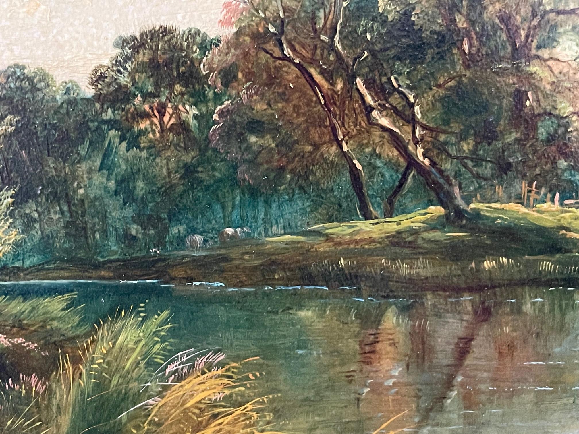 Suffolk-Landschaft mit Ferryman (Braun), Landscape Painting, von Alfred de Breanski Sr.