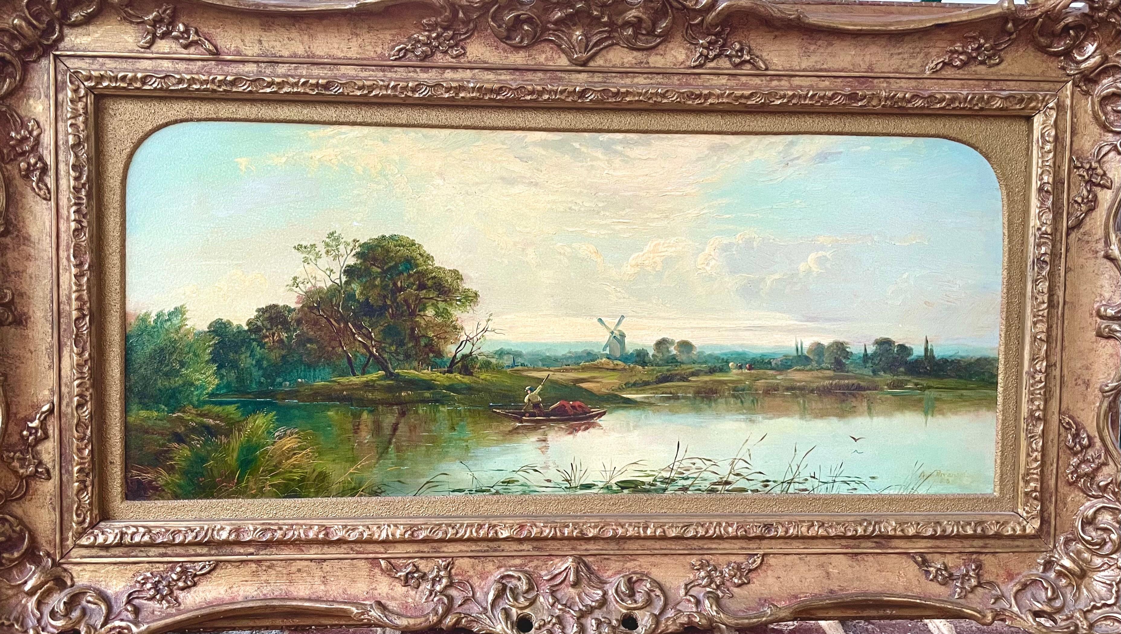 Landscape Painting Alfred de Breanski Sr. - Un paysage du Suffolk avec un ferryman