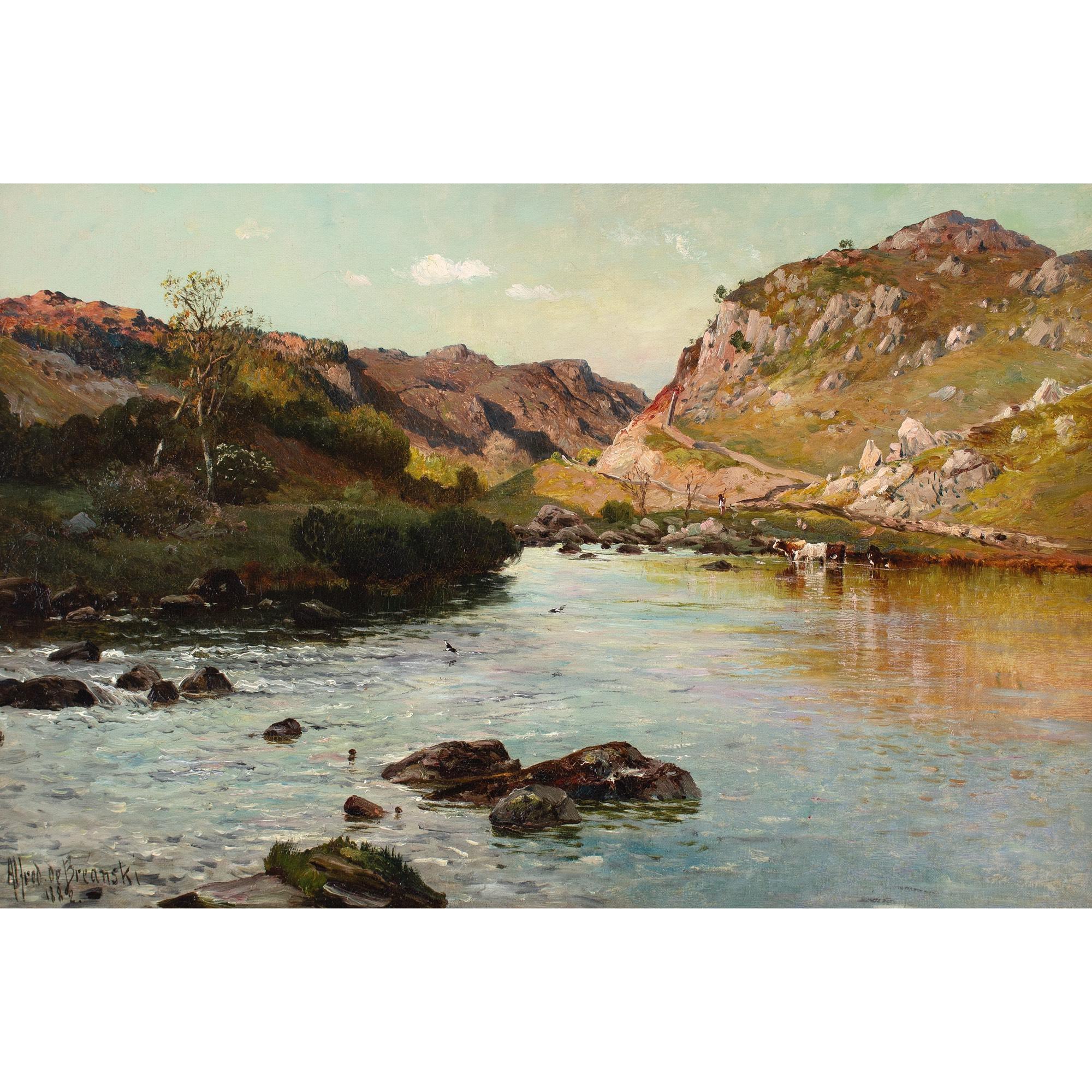 Alfred De Breanski RBA, The Valley Of The Lledr - Evening - Painting by Alfred de Breanski Sr.