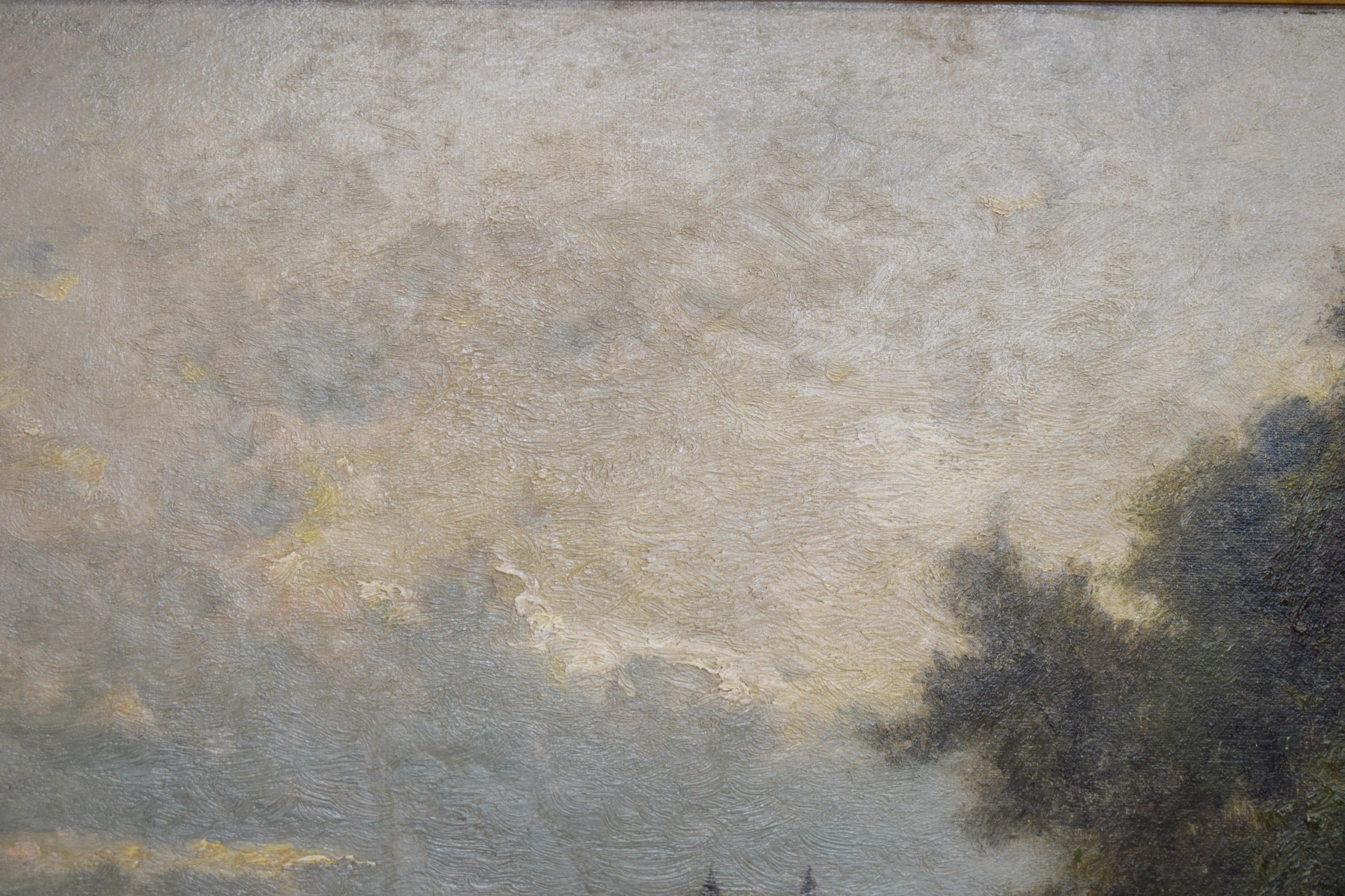 Early Morning, Oil paint on canvas,  Alfred de Breanski Jnr., British landscape For Sale 1