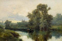 Antique Early Morning, Oil paint on canvas,  Alfred de Breanski Jnr., British landscape