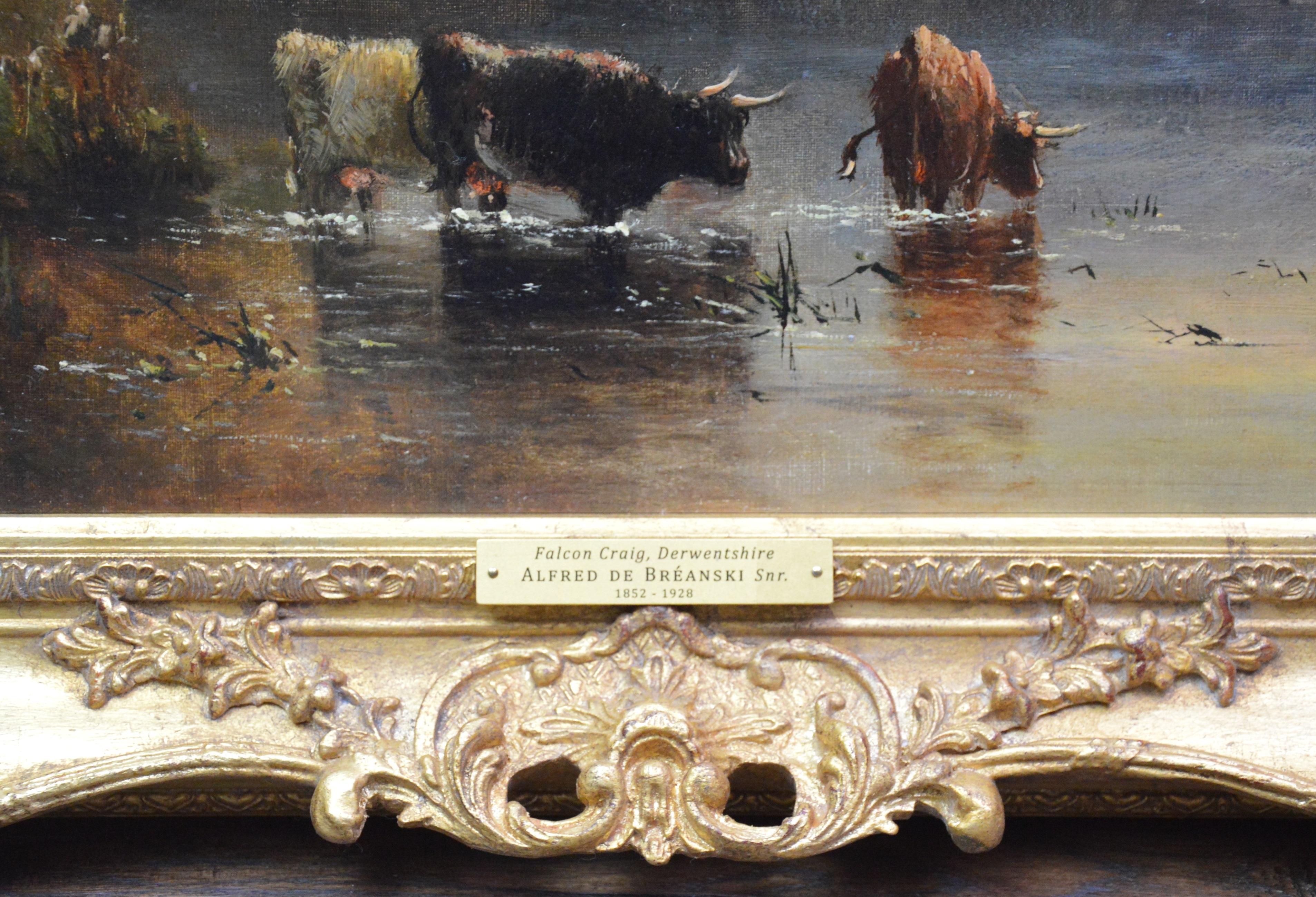 Falcon Craig, Derwentshire - Large 19th Century Landscape Oil Painting 4