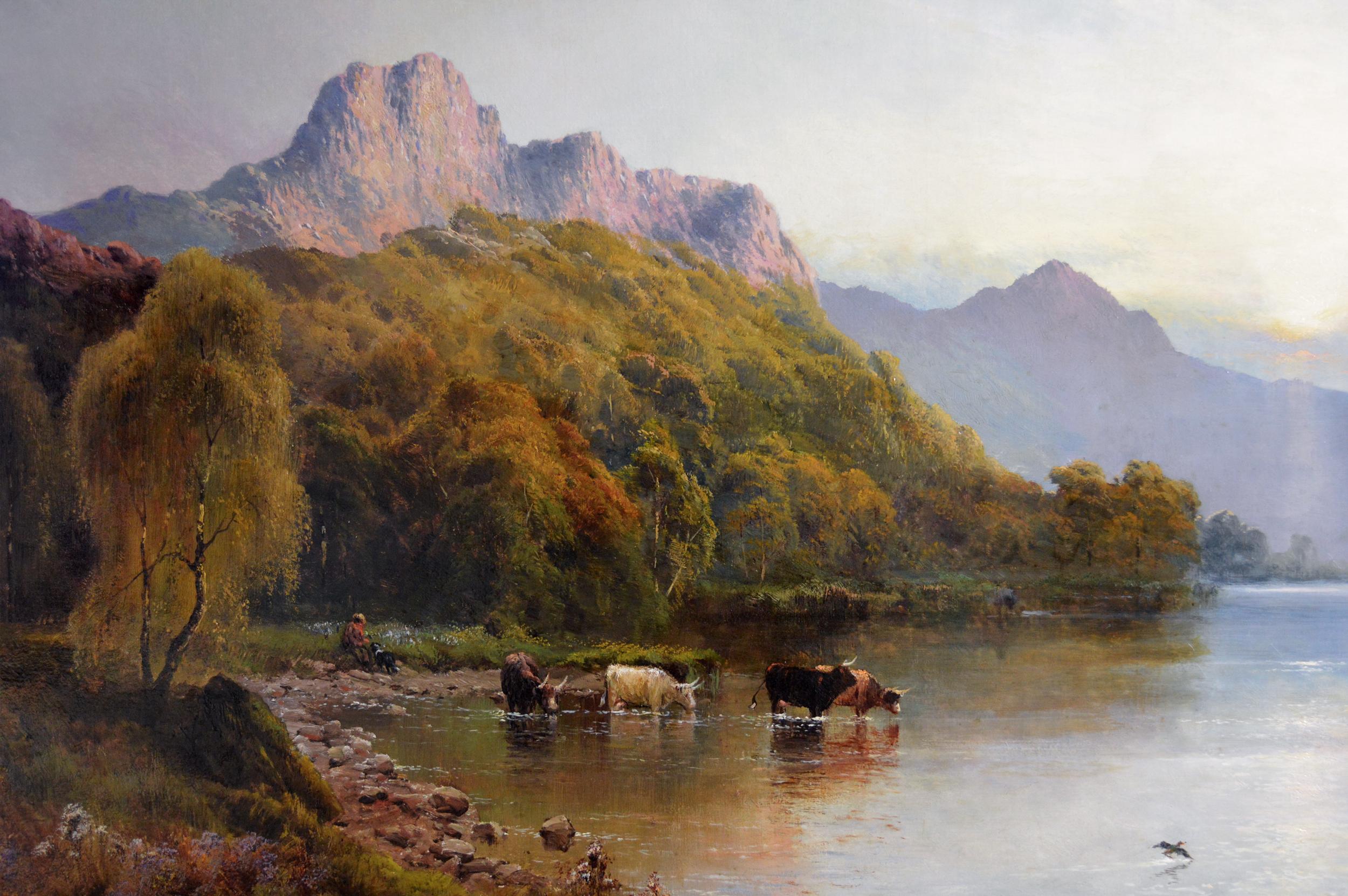 Landschafts-Ölgemälde des Windemere-Seees in großem Maßstab aus dem 19. Jahrhundert (Viktorianisch), Painting, von Alfred de Breanski Sr.