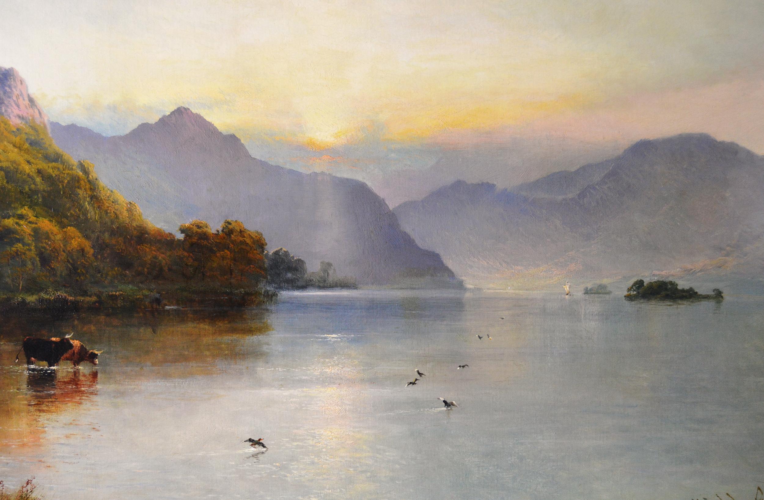 Landschafts-Ölgemälde des Windemere-Seees in großem Maßstab aus dem 19. Jahrhundert (Braun), Landscape Painting, von Alfred de Breanski Sr.