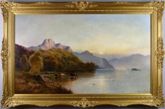 Peinture à l'huile de paysage à grande échelle du 19e siècle représentant un lac de Windemere