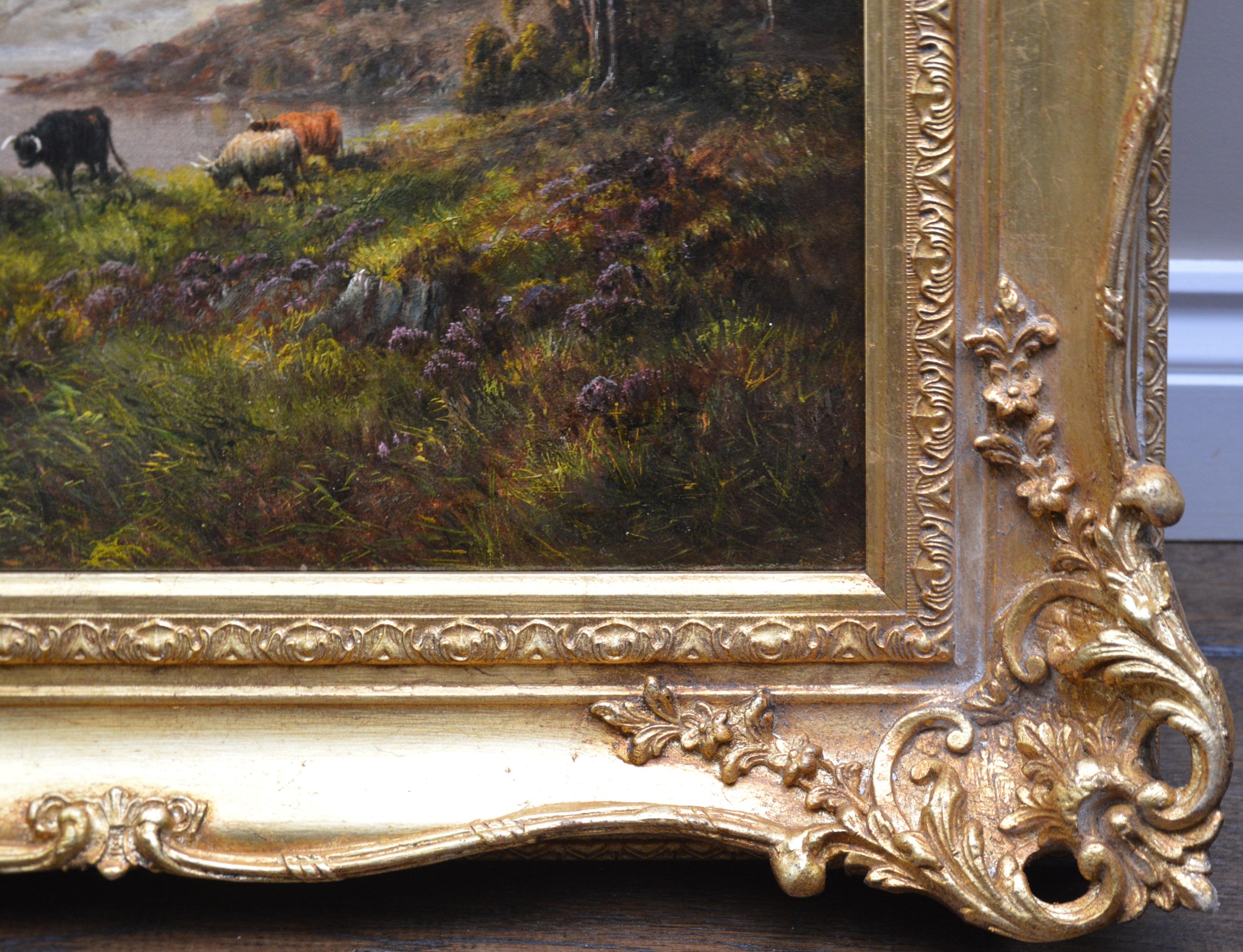 Loch Lomond - Très grande peinture à l'huile du 19ème siècle sur les paysages des Highlands écossais 5