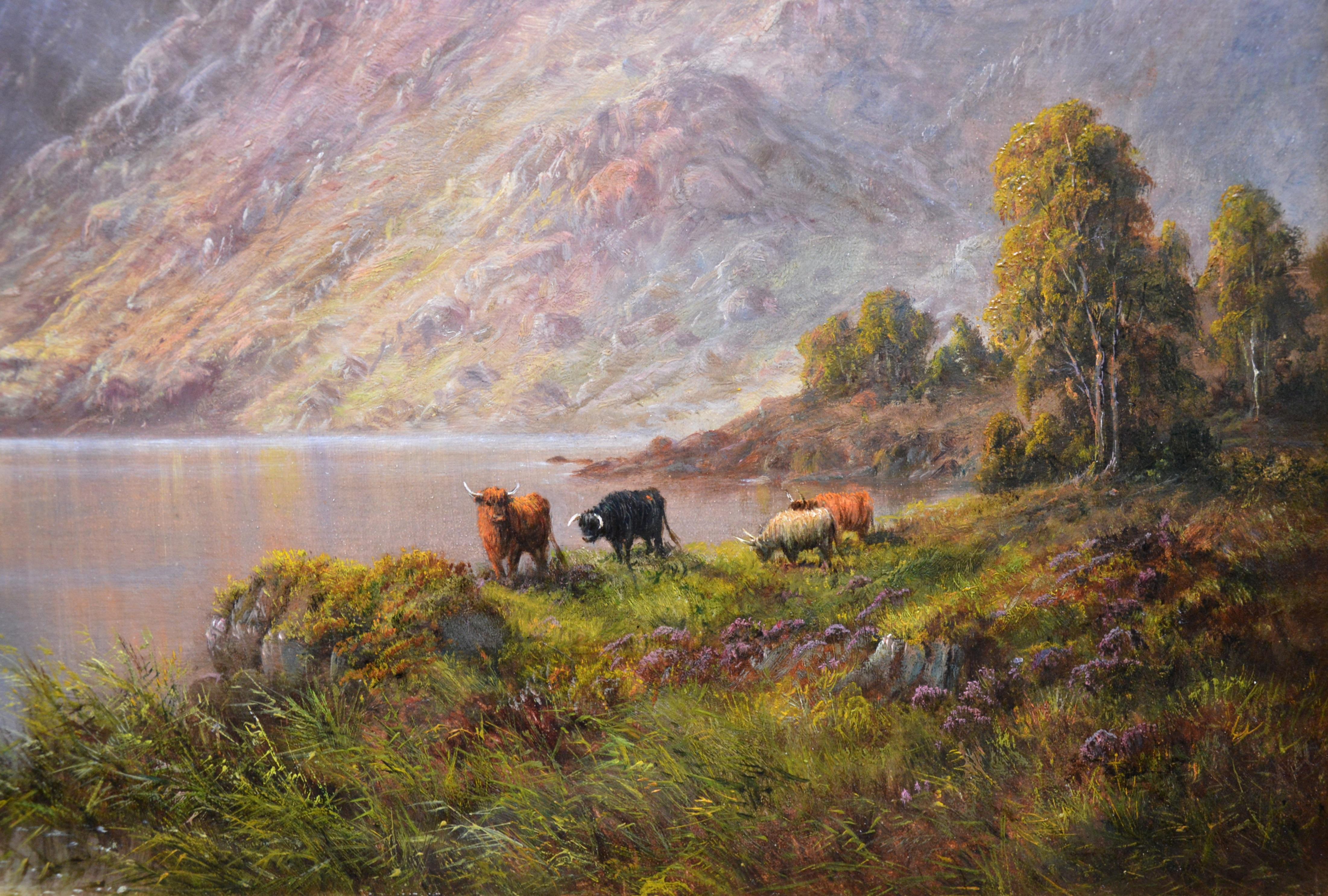 Loch Lomond - Très grande peinture à l'huile du 19ème siècle sur les paysages des Highlands écossais - Marron Landscape Painting par Alfred de Breanski Sr.