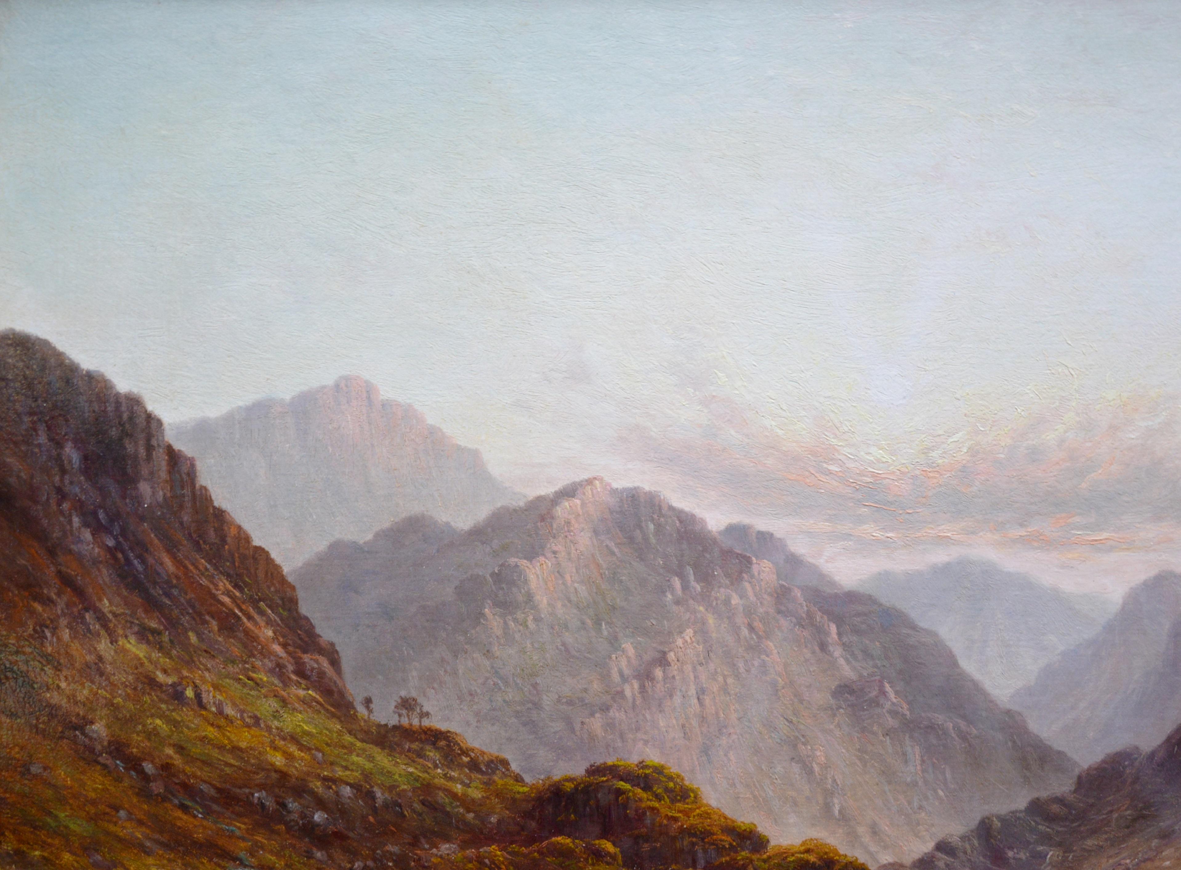 Loch Lomond - Très grande peinture à l'huile du 19ème siècle sur les paysages des Highlands écossais 1