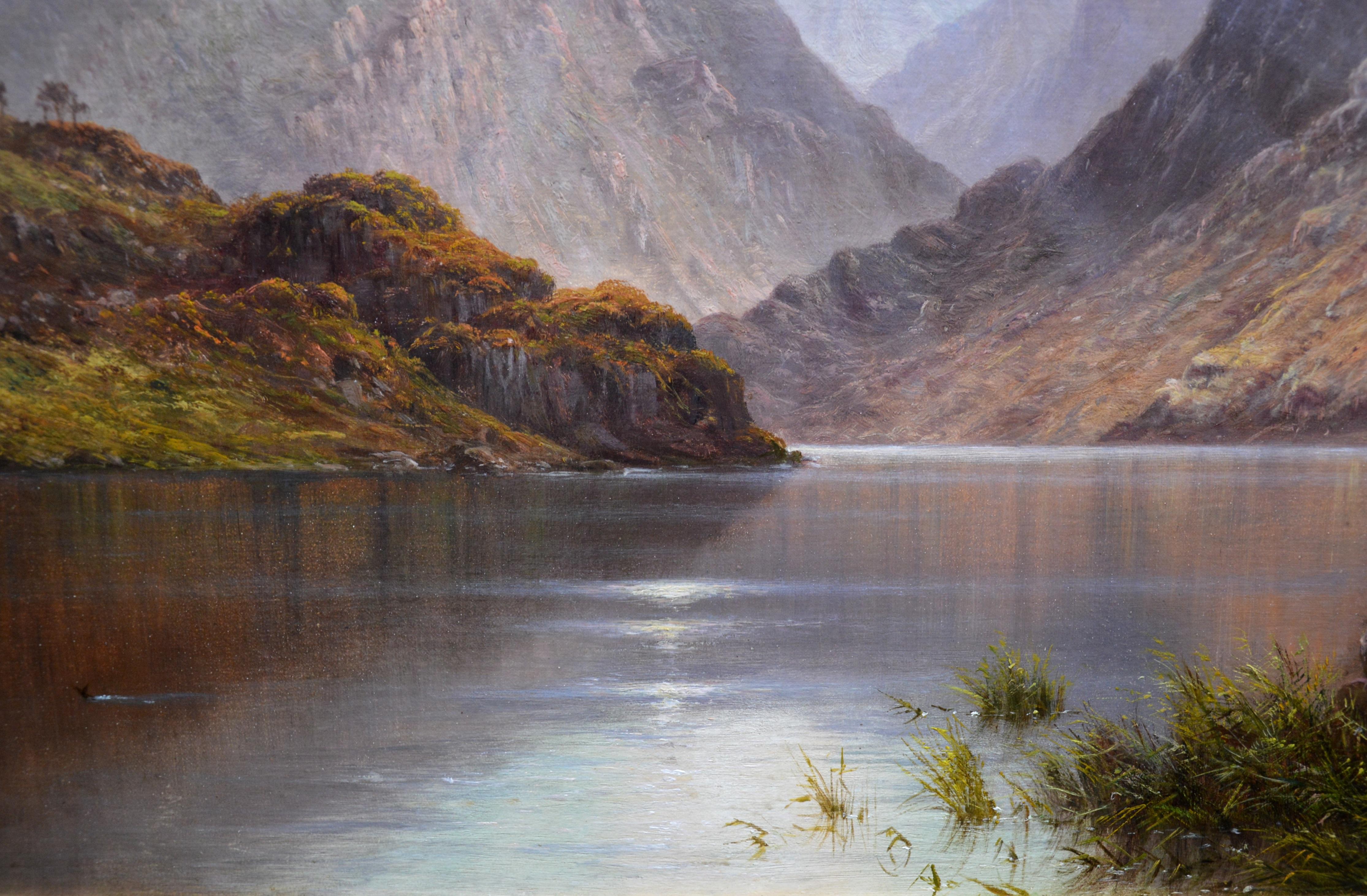 Loch Lomond - Très grande peinture à l'huile du 19ème siècle sur les paysages des Highlands écossais 4