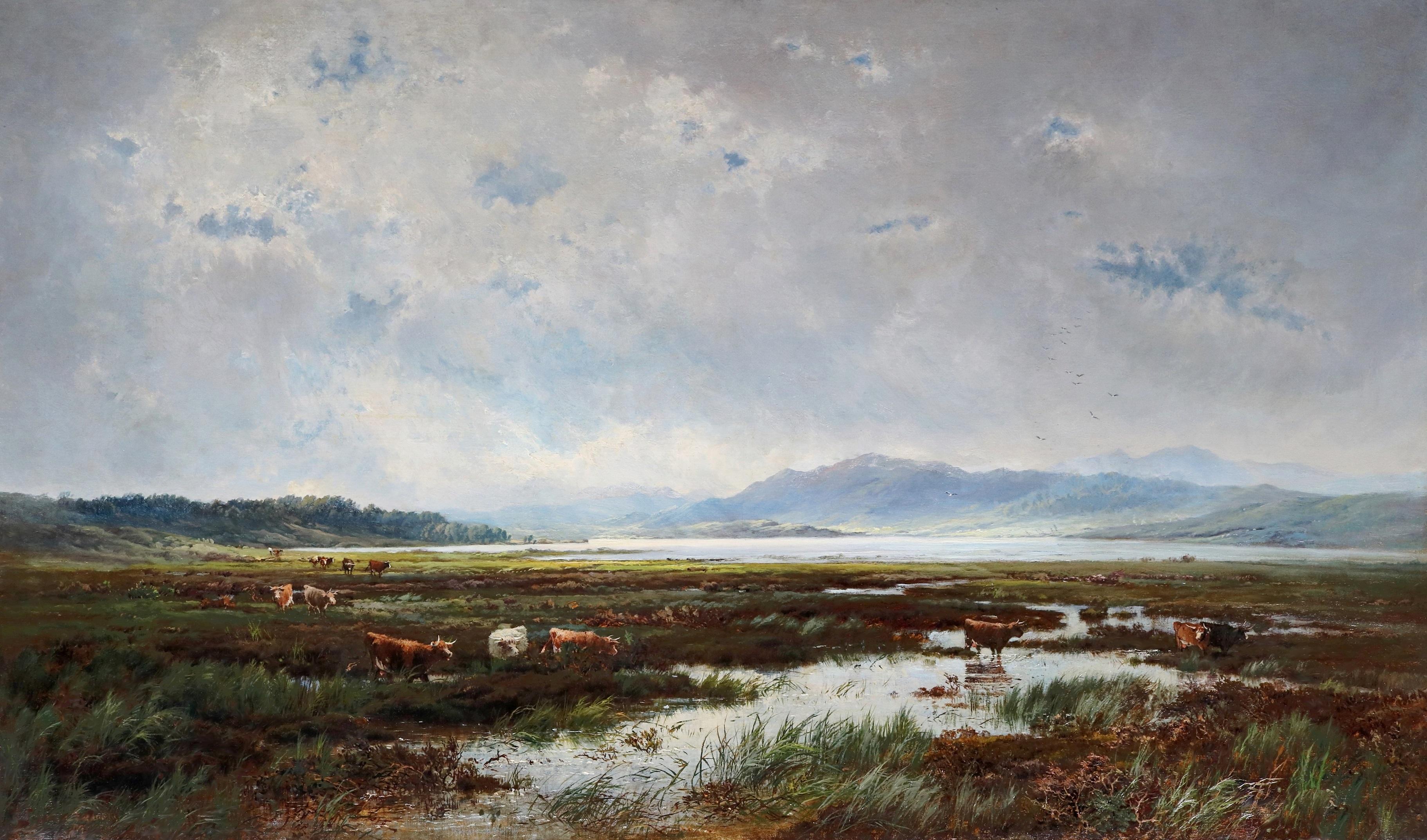 Morecambe Bay - Großes Ölgemälde aus dem 19. Jahrhundert Royal Academy Exhibition 1877 – Painting von Alfred de Breanski Sr.