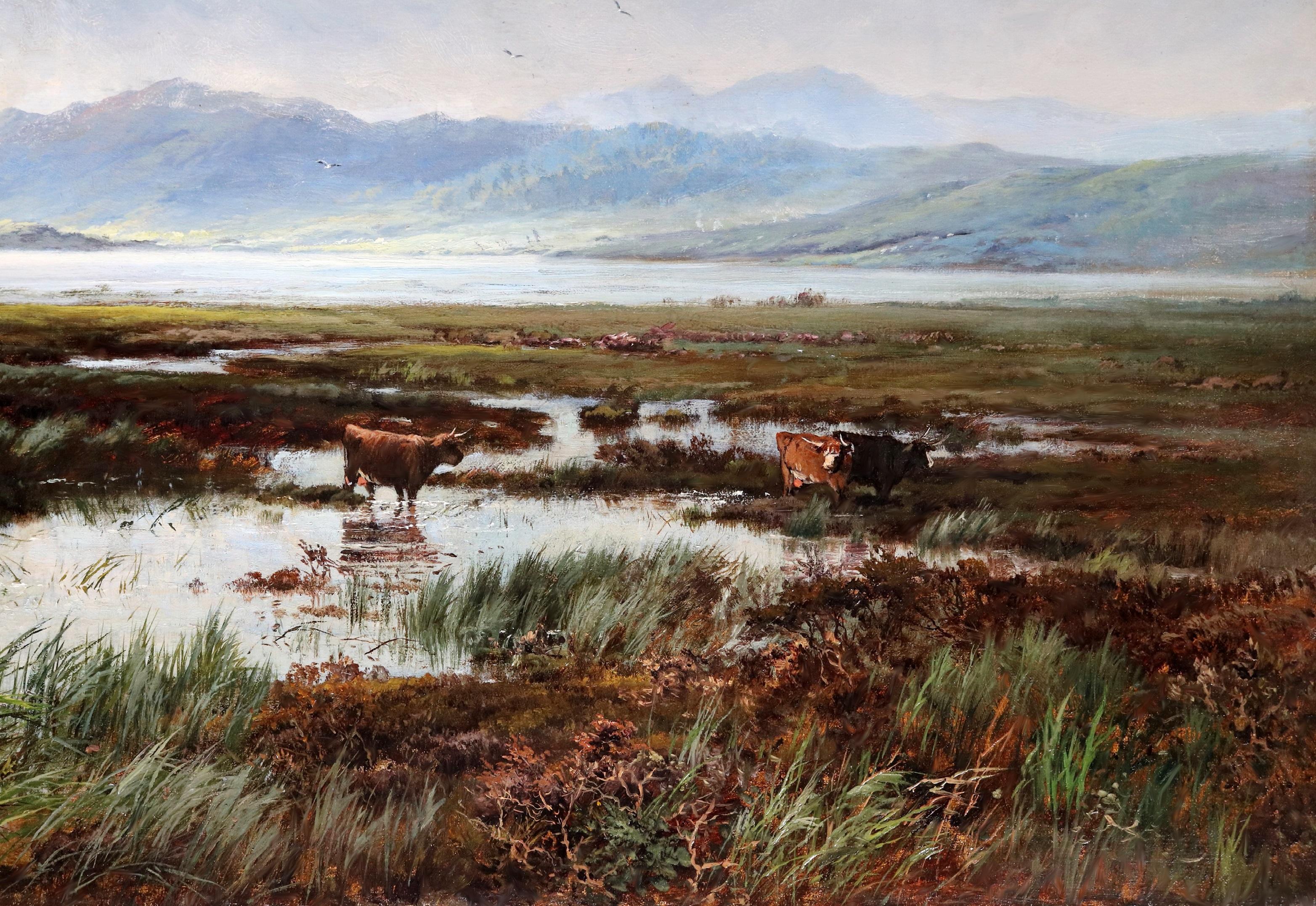 Morecambe Bay - Großes Ölgemälde aus dem 19. Jahrhundert Royal Academy Exhibition 1877 im Angebot 1