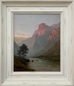 Peinture de paysage de montagne des Highlands écossais par un artiste britannique du 19e siècle