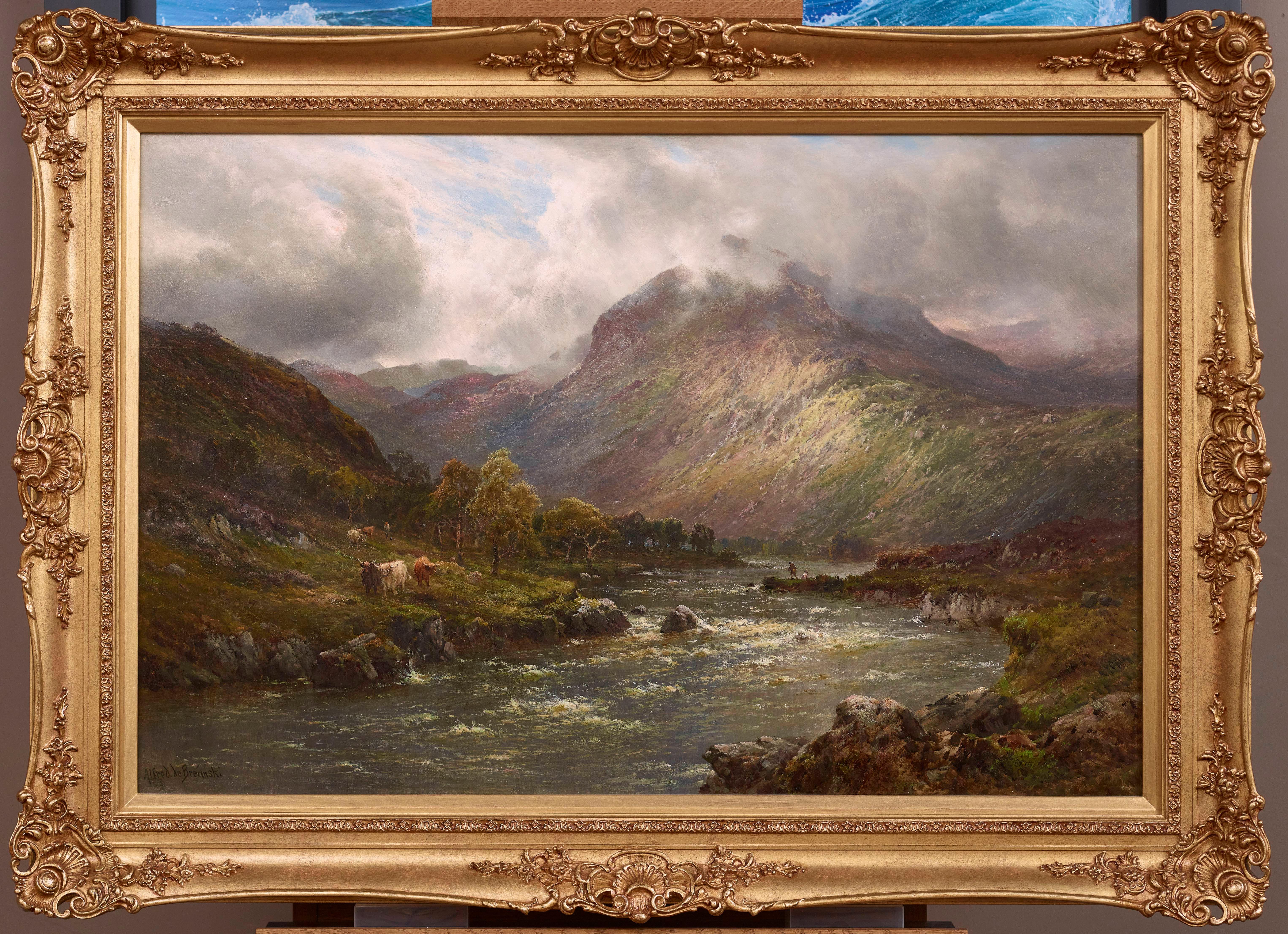 Scottish 19th Century Landscape painting ‘The Highlands’ Alfred de Breanski Snr - Painting by Alfred de Breanski Sr.