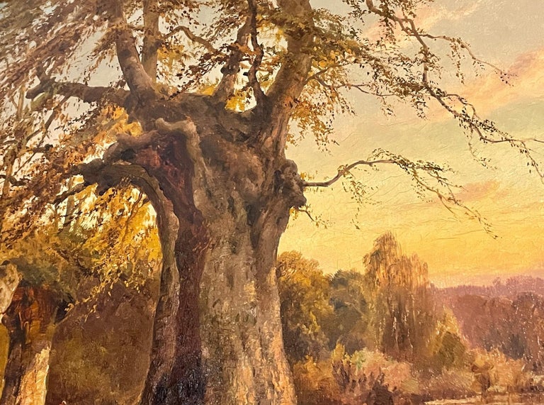 The Hollow Beeches at Burnham - Brown Landscape Painting by Alfred de Breanski Sr.
