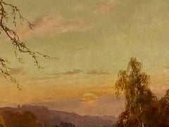 The Ancient Beeches, Sunset Shadows and River, English Lsndscape, 19th century