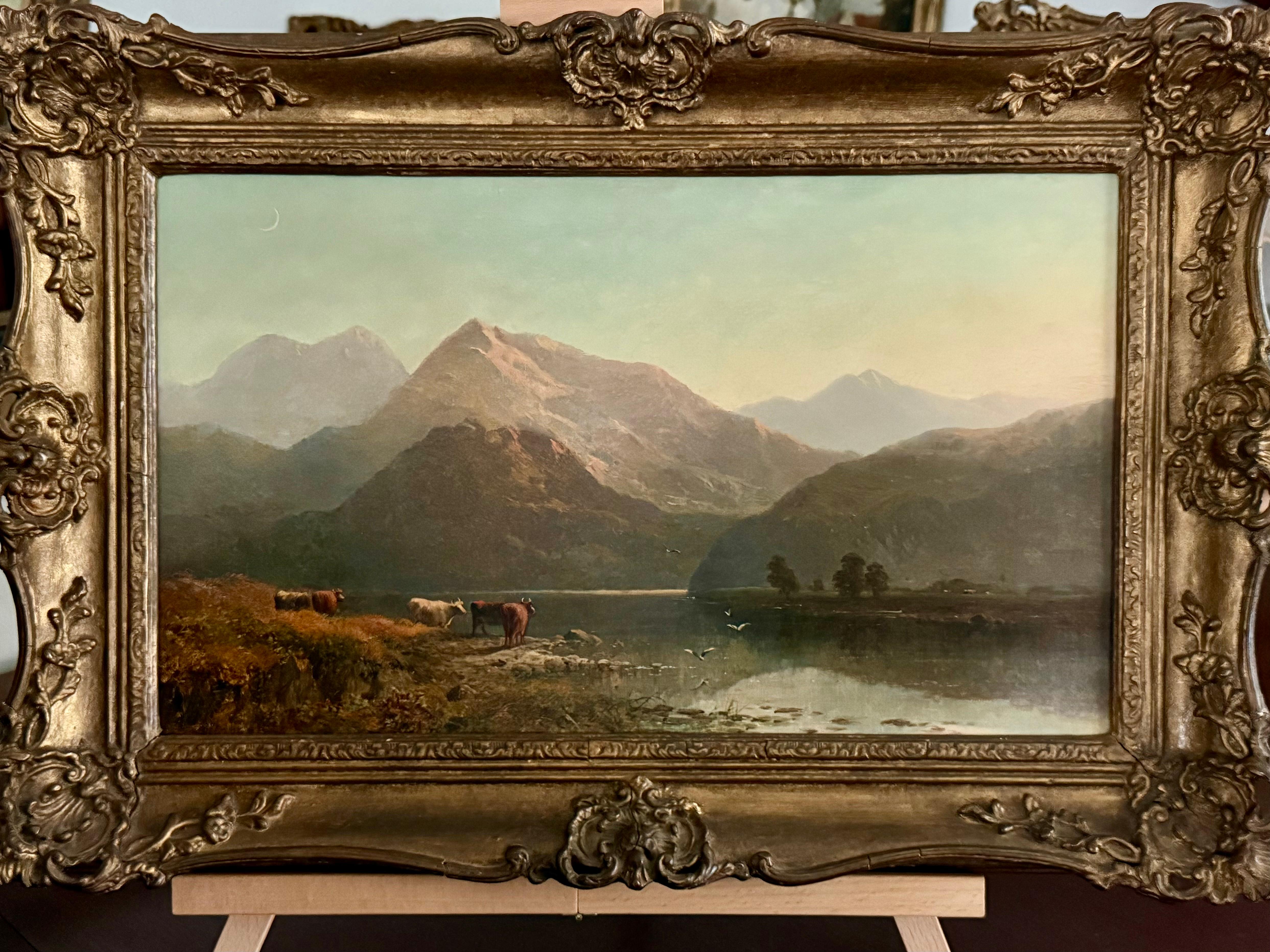 Triptych: Three Highland Mountain and River Views, 1871 - Painting by Alfred de Breanski Sr.