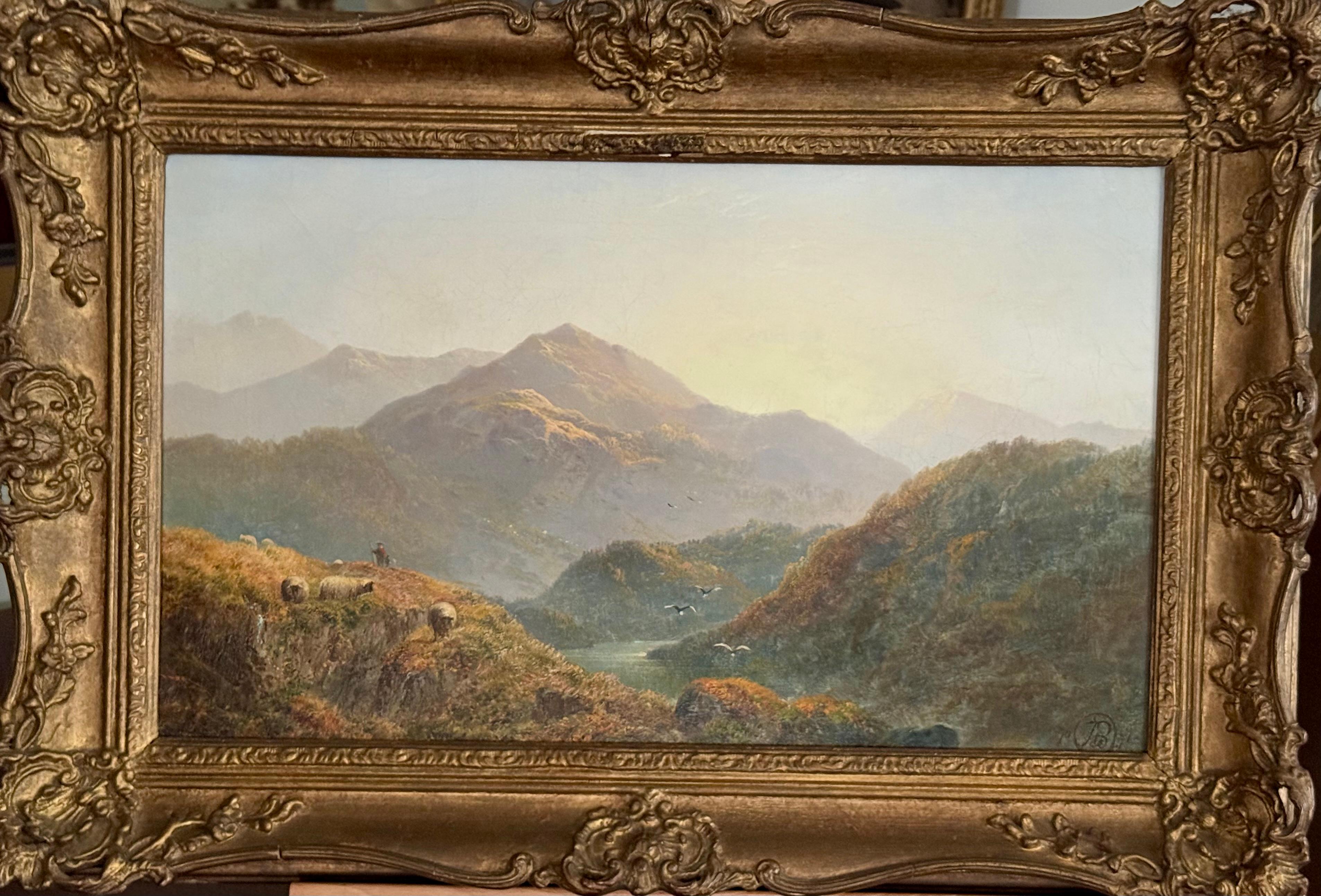Triptych: Three Highland Mountain and River Views, 1871 - Naturalistic Painting by Alfred de Breanski Sr.