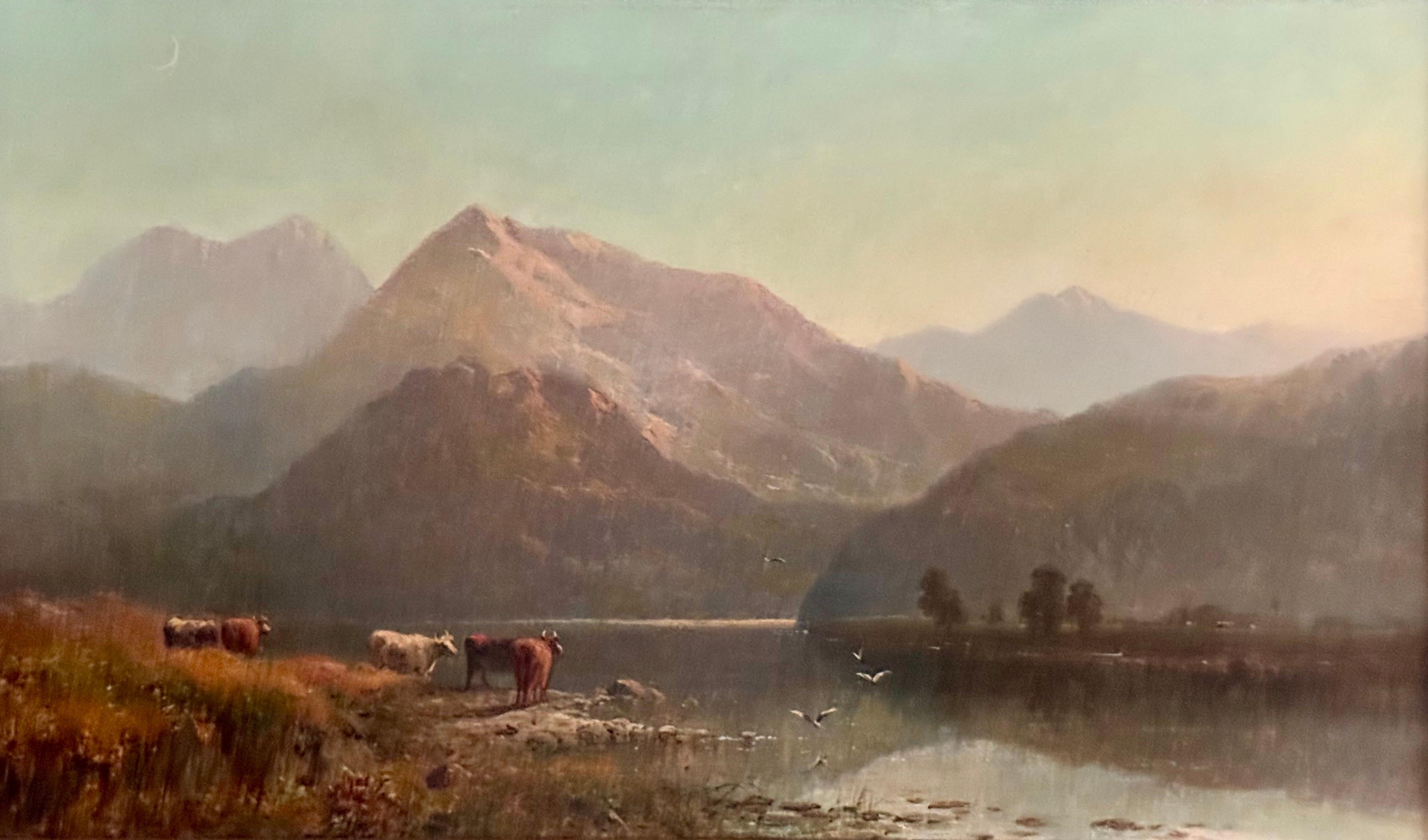 Triptych: Three Highland Mountain and River Views, 1871 - Brown Landscape Painting by Alfred de Breanski Sr.