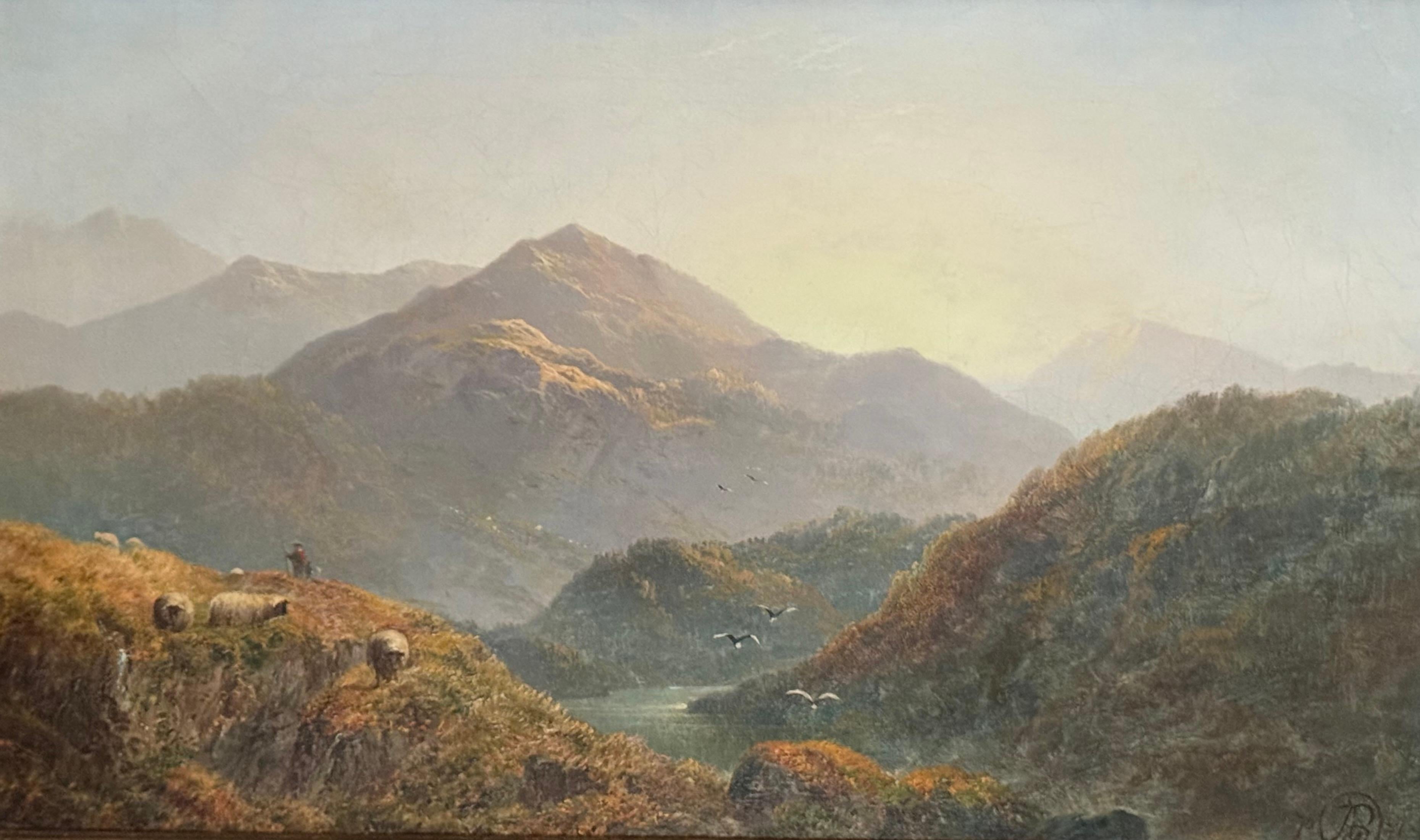 Triptych of Highland Mountains and River comprises three oil paintings by famed plein air artist Alfred de Breanski Sr., presenting a studies of the same mountain and river from different perspectives, in different light, color, hue and composition