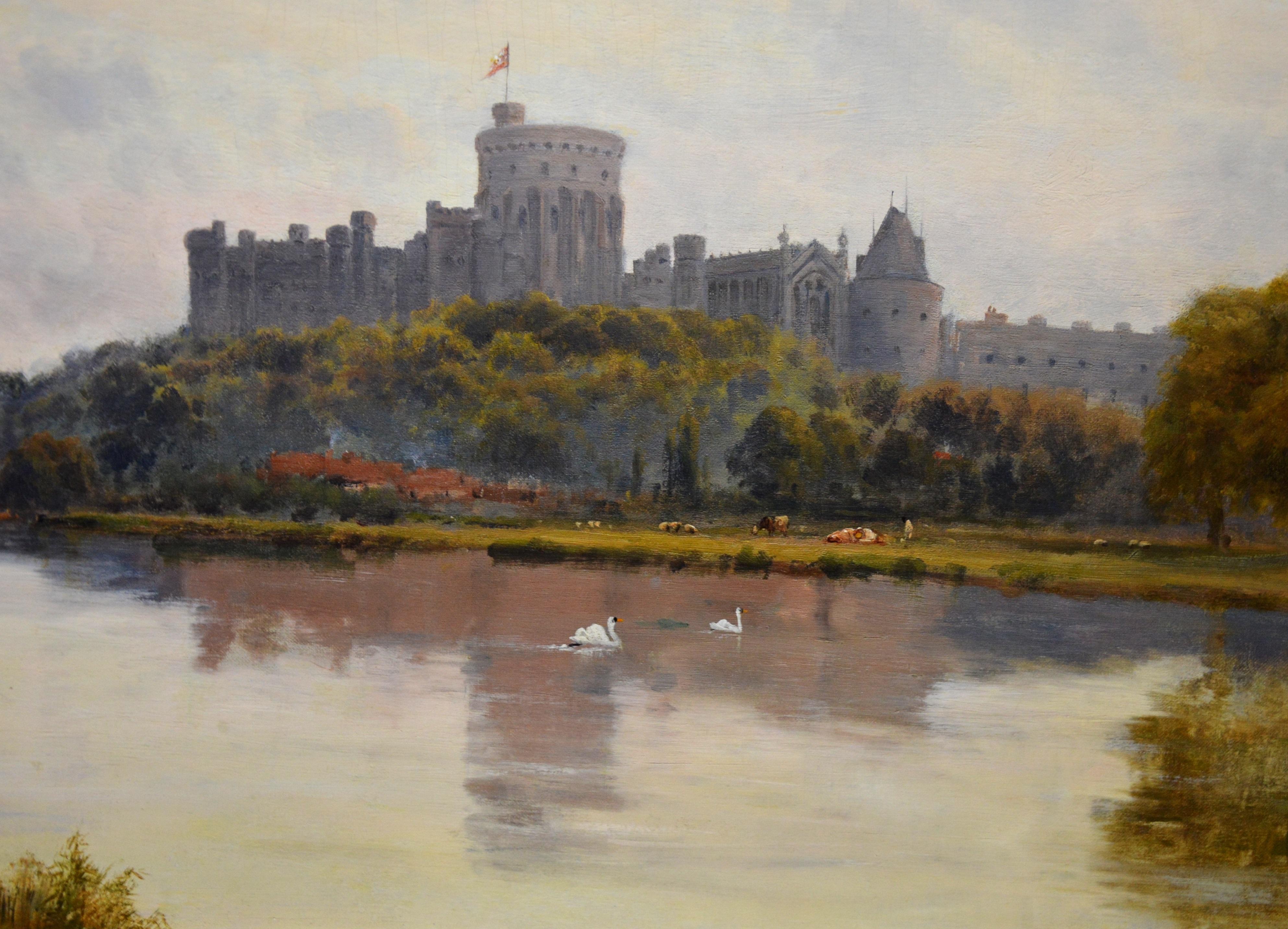 Windsor Castle from the Thames - 19th Century Victorian River Landscape Breanski 3