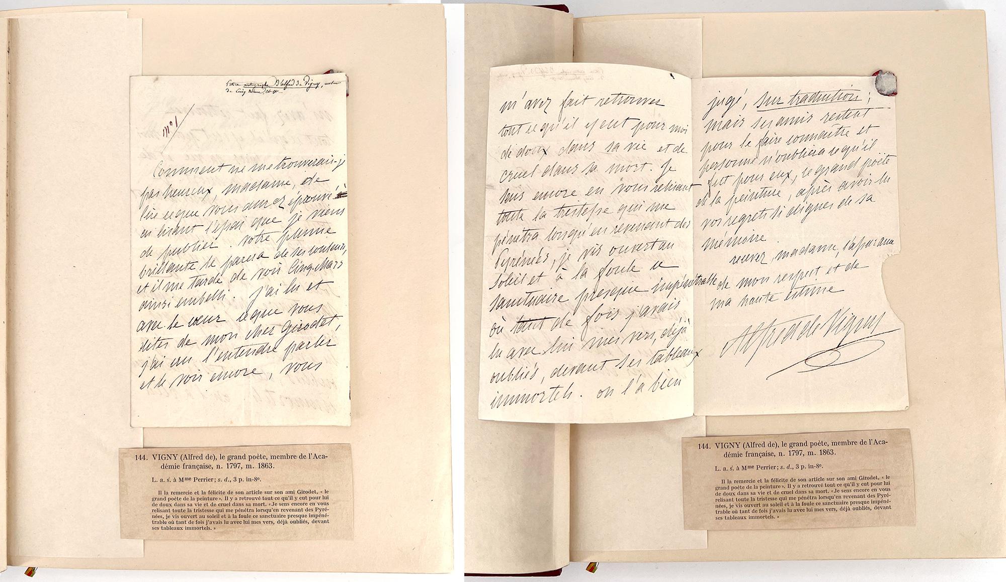 Alfred de Vigny. LES DESTINÉES; Précédés de Moïse. 
Paris: Edouard Pelletan, 1898. Limited Edition. 
Quarto, 11 3/4 x 9 3/4 in (300 x 248 mm), 196 pp., red crushed morocco, boards framed with an embossed black fillet between gold fillets, same