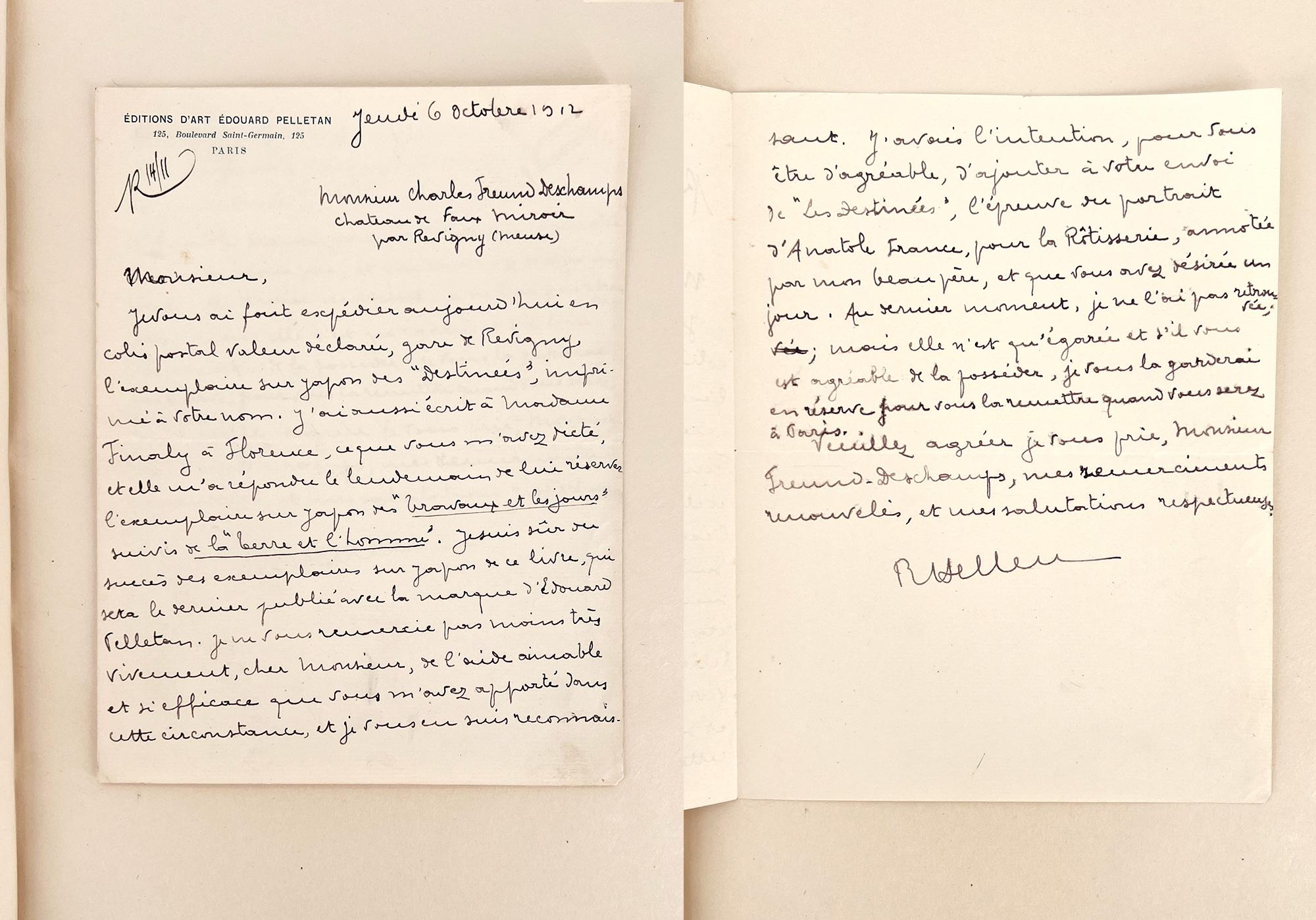 Leather Alfred De Vigny, LES DESTINÉES, Illustrated, Signed and with Original Drawings For Sale